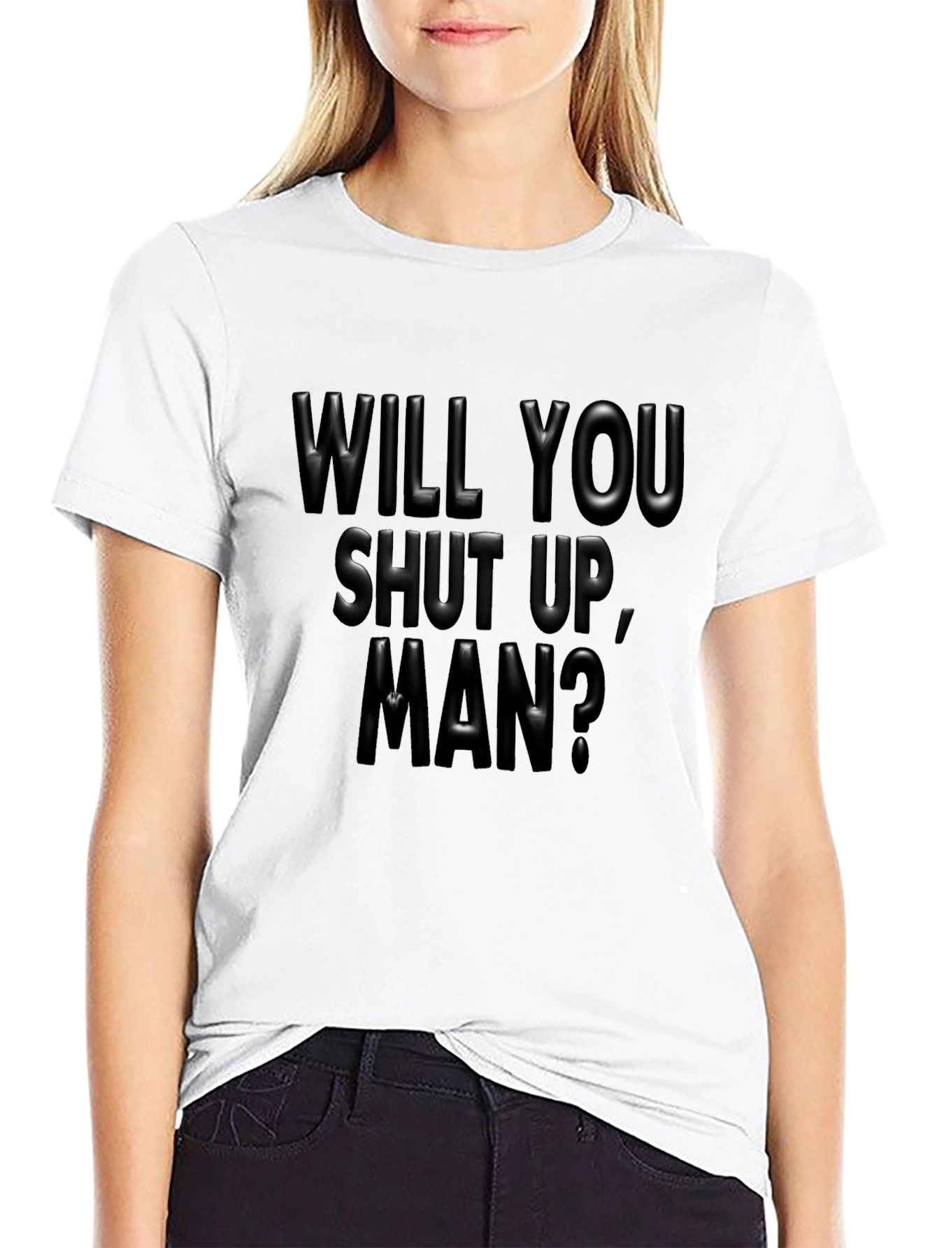 Black Will You Shut Up, Man? Black Graphic Tee view 9