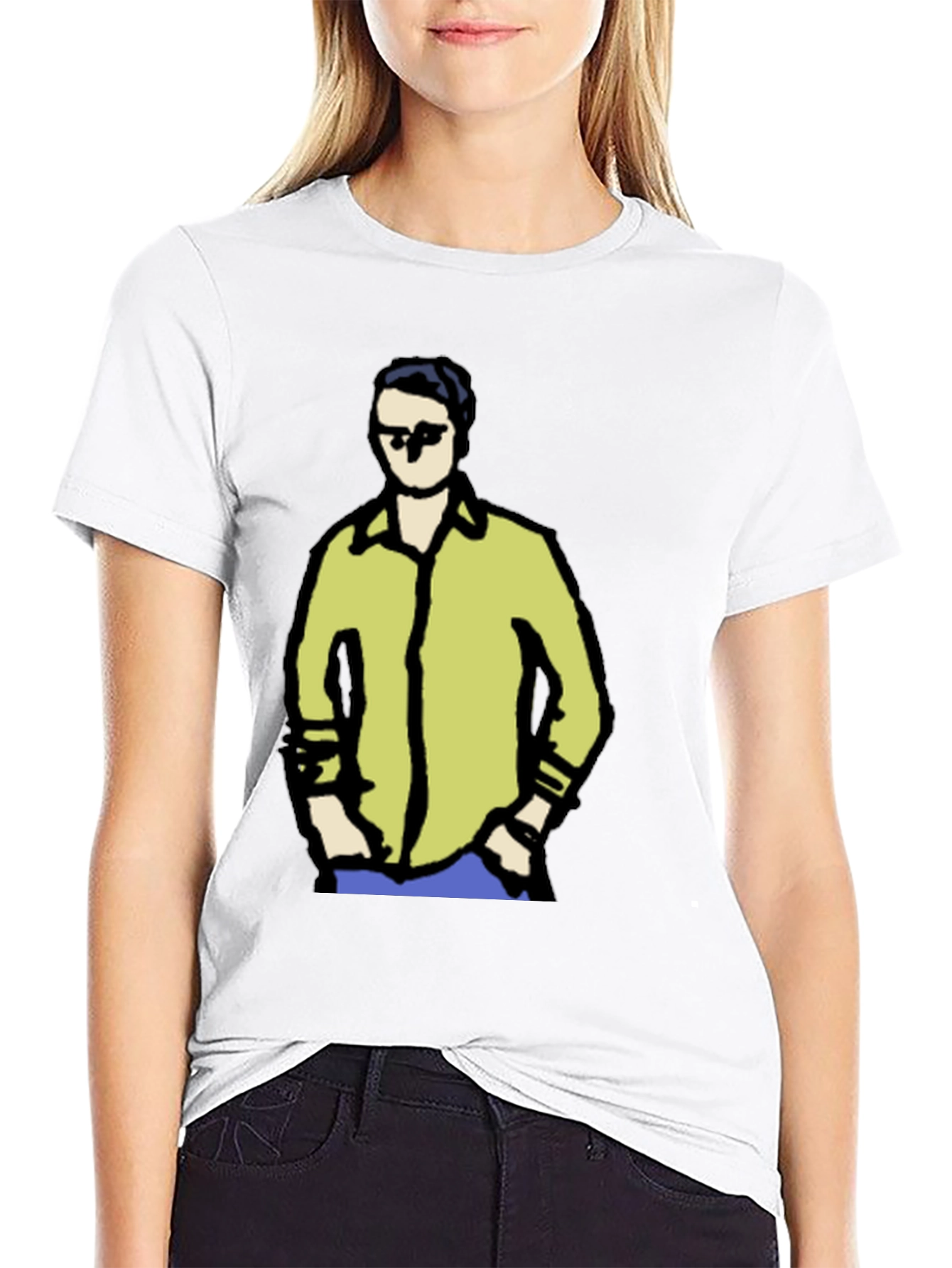 Black Cool Cartoon Guy Graphic Tee - Black view 9