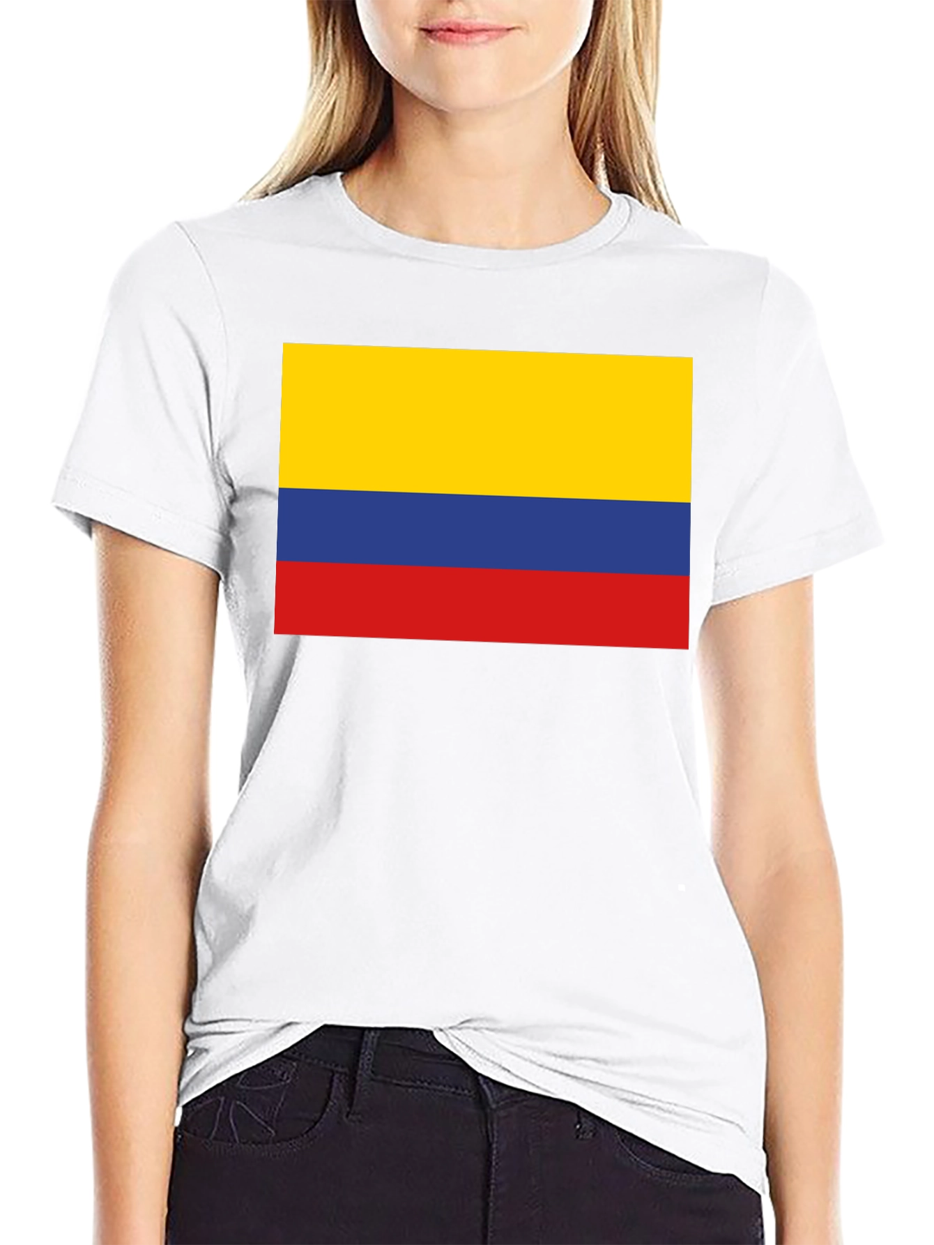 Black Colombia Flag Graphic Tee - Black Cotton T-Shirt view 9