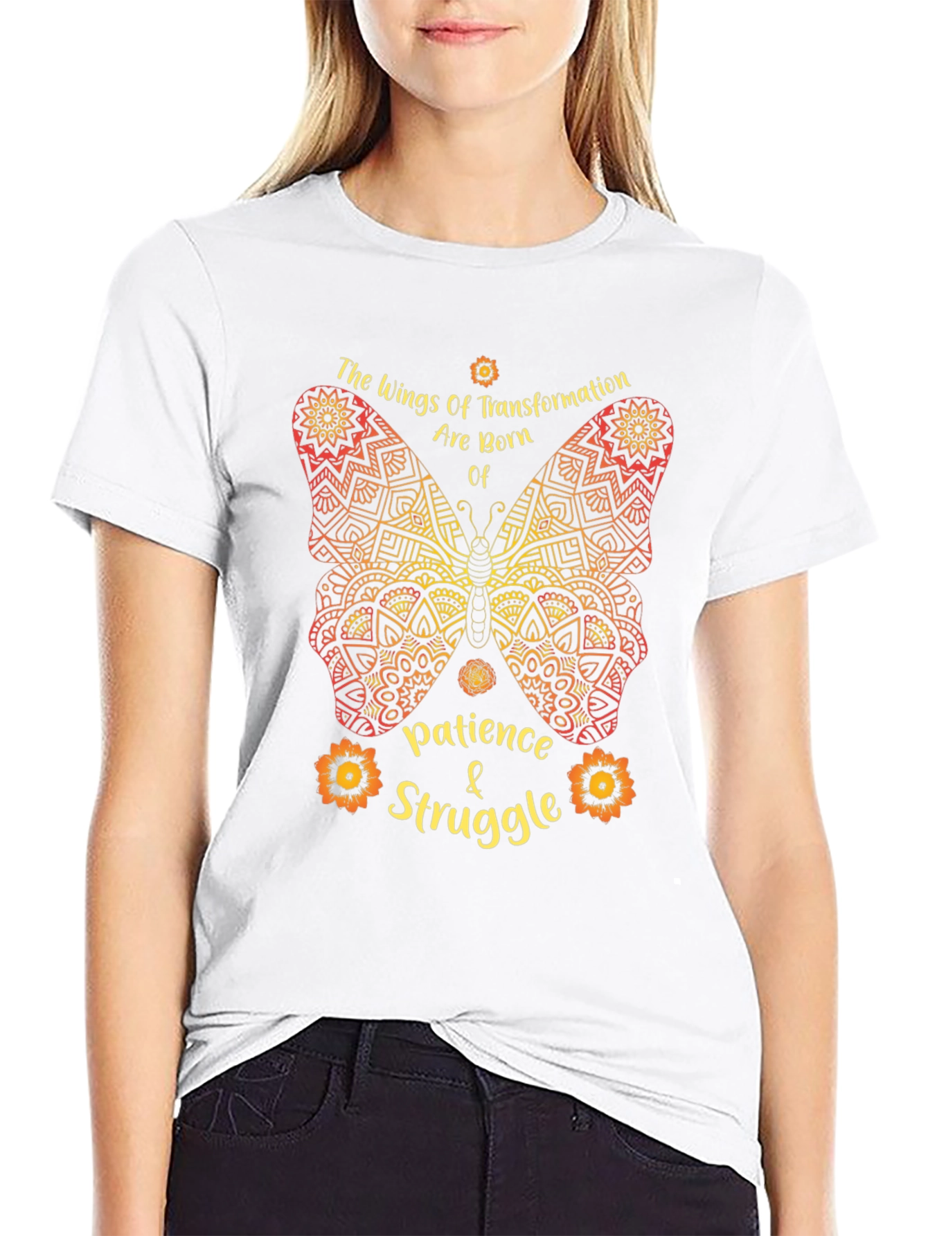 Black Butterfly Transformation T-Shirt - Patience & Struggle view 9
