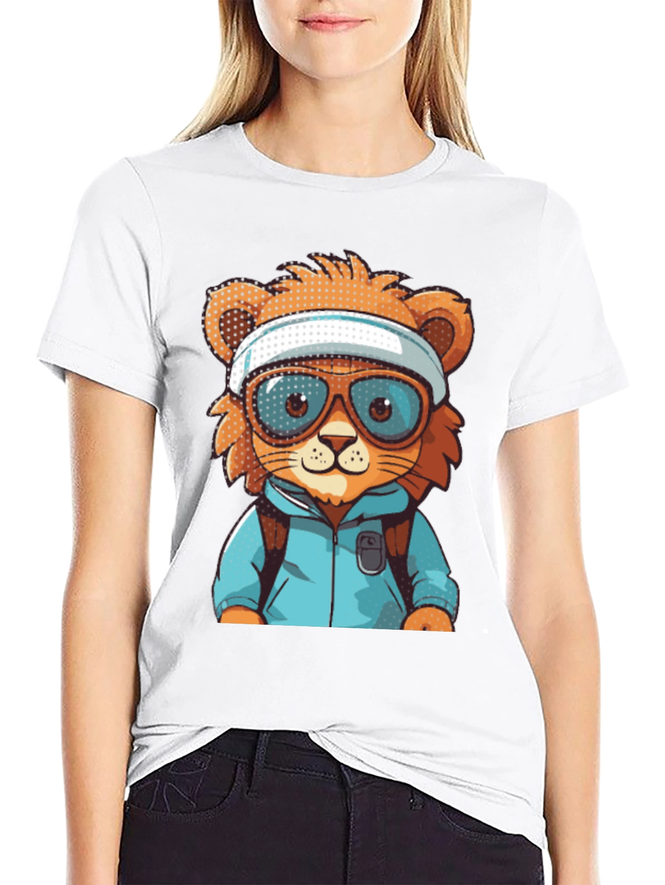 Black Cartoon Lion T-Shirt view 9