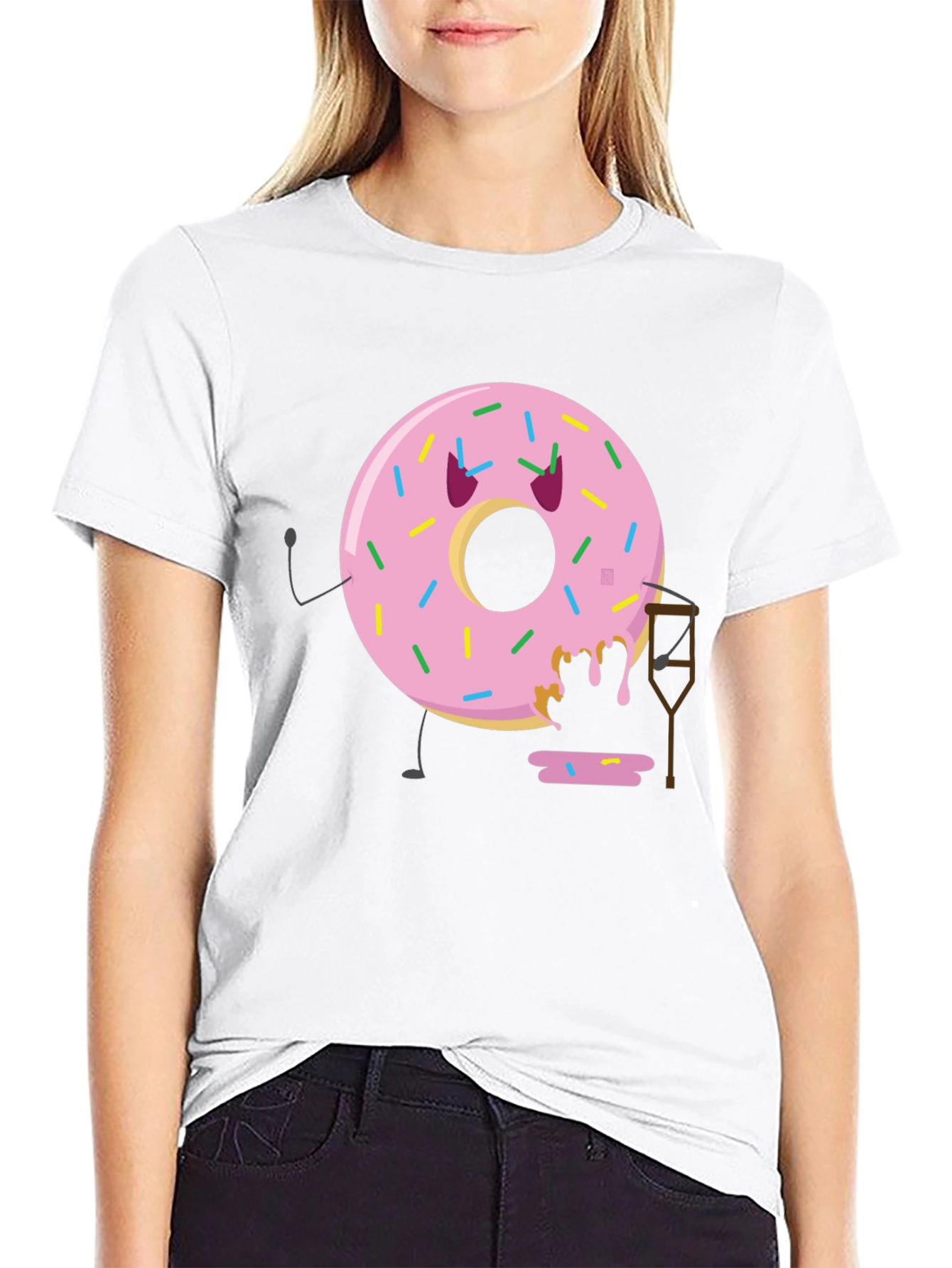 Black Funny Injured Donut T-Shirt view 9