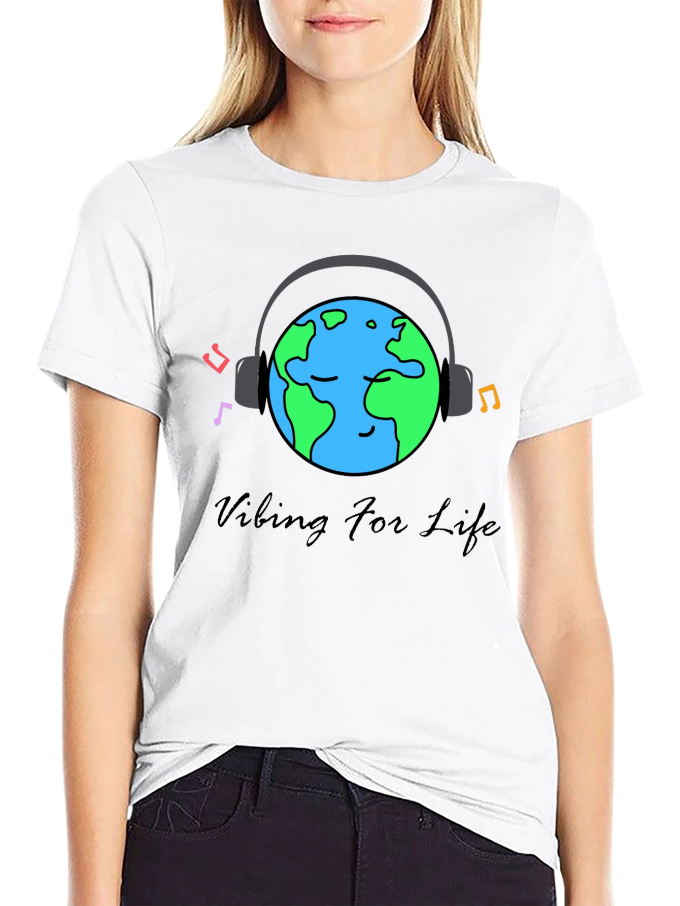 Black Vibing For Life Black Graphic Tee view 9