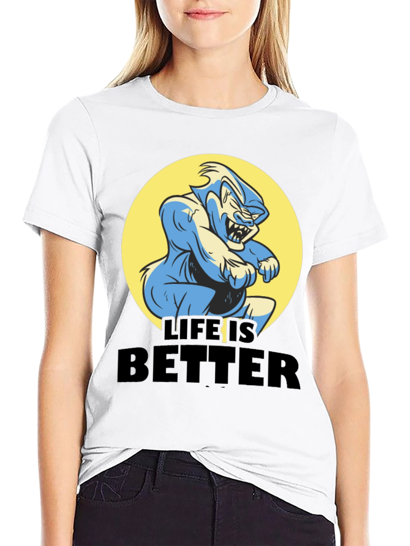 Black Life is Better Cartoon Graphic Tee view 9