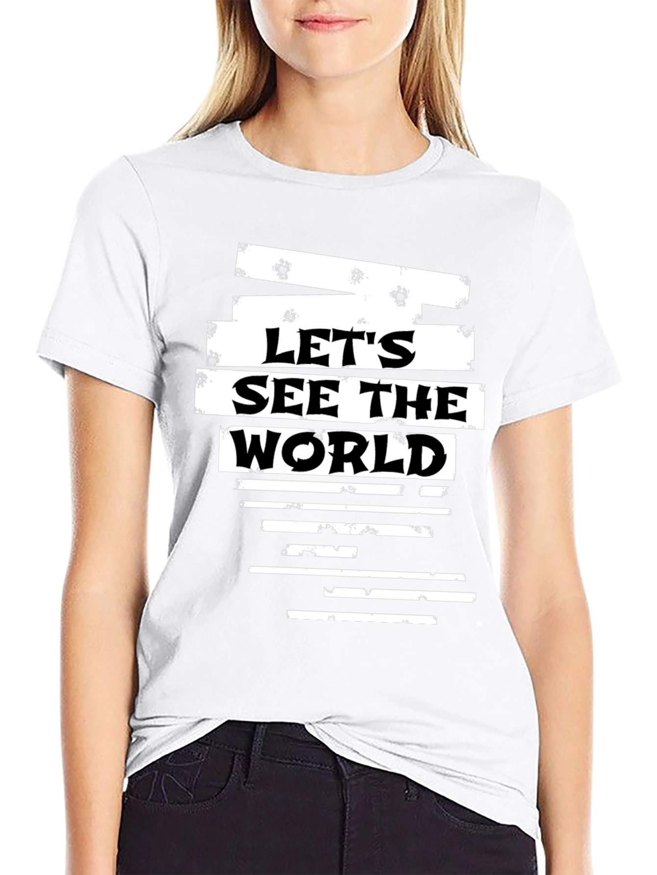 Black Let's See The World Graphic T-Shirt view 9