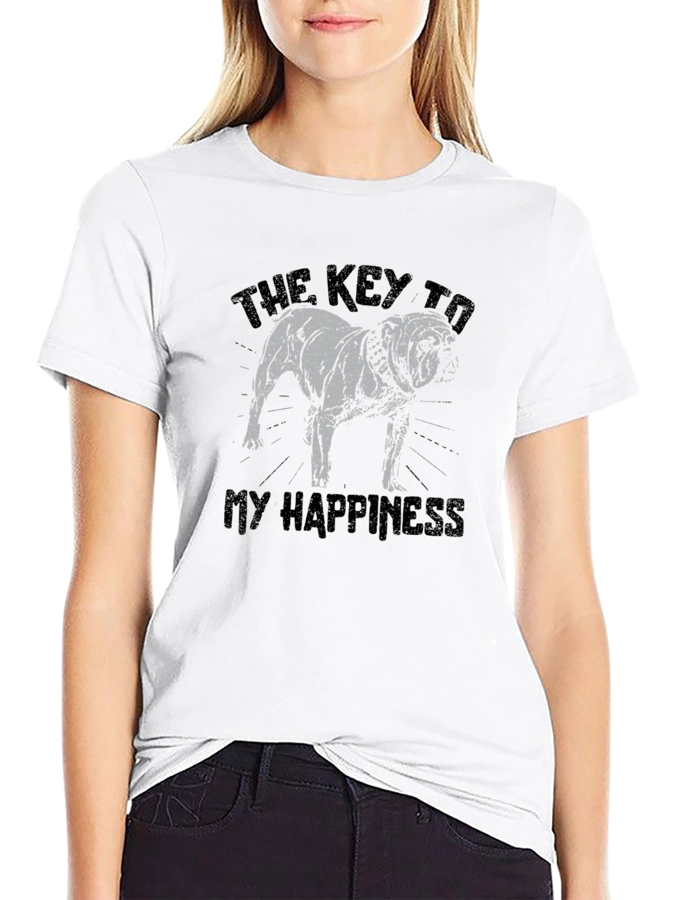 Black Bulldog Happiness Graphic T-Shirt - Black view 9