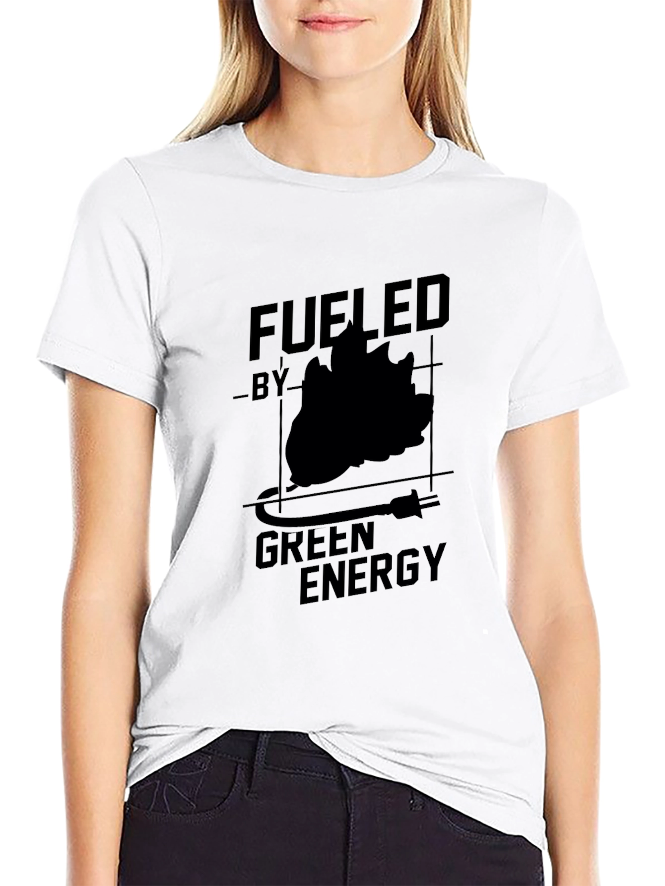 Black Fueled by Green Energy Black Graphic Tee view 9