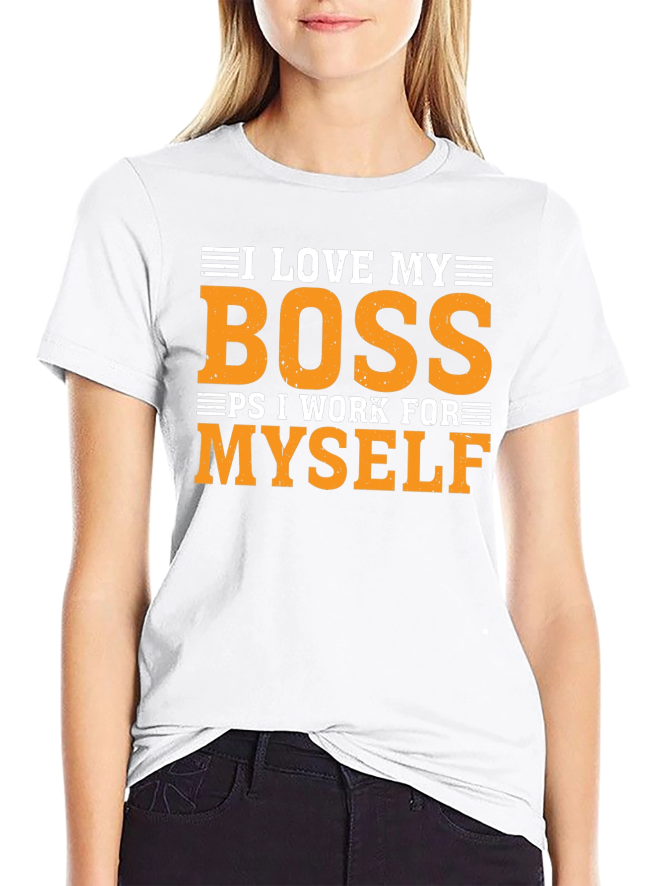 Black I Love My Boss Funny T-Shirt view 9