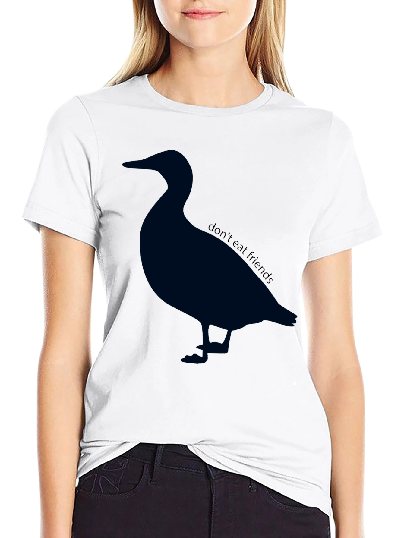 Black Duck Silhouette T-Shirt - 'Don't Eat Friends' Vegan Tee view 9