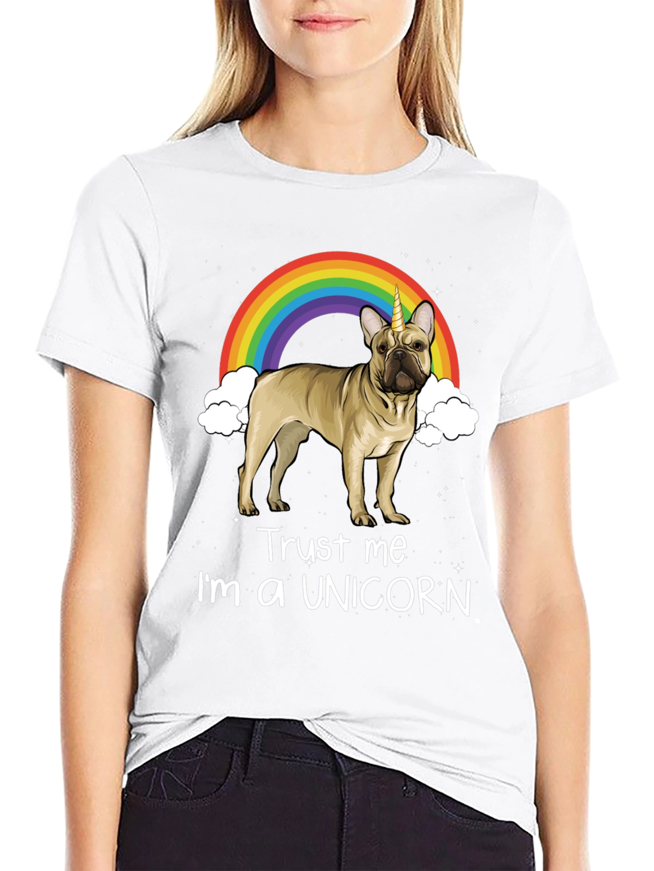 Black Unicorn French Bulldog Graphic Tee view 9