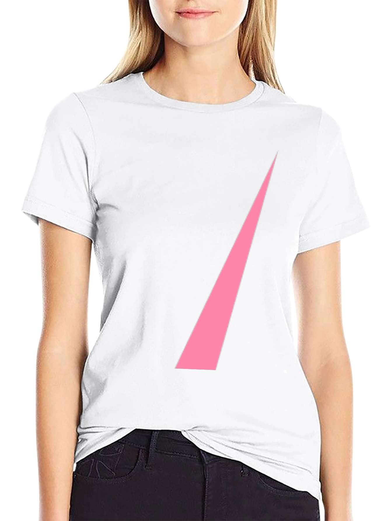 Black Modern Pink Slash Graphic Black T-Shirt view 9