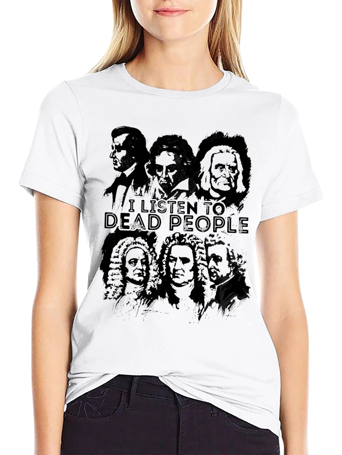 Black I Listen to Dead People T-Shirt view 9