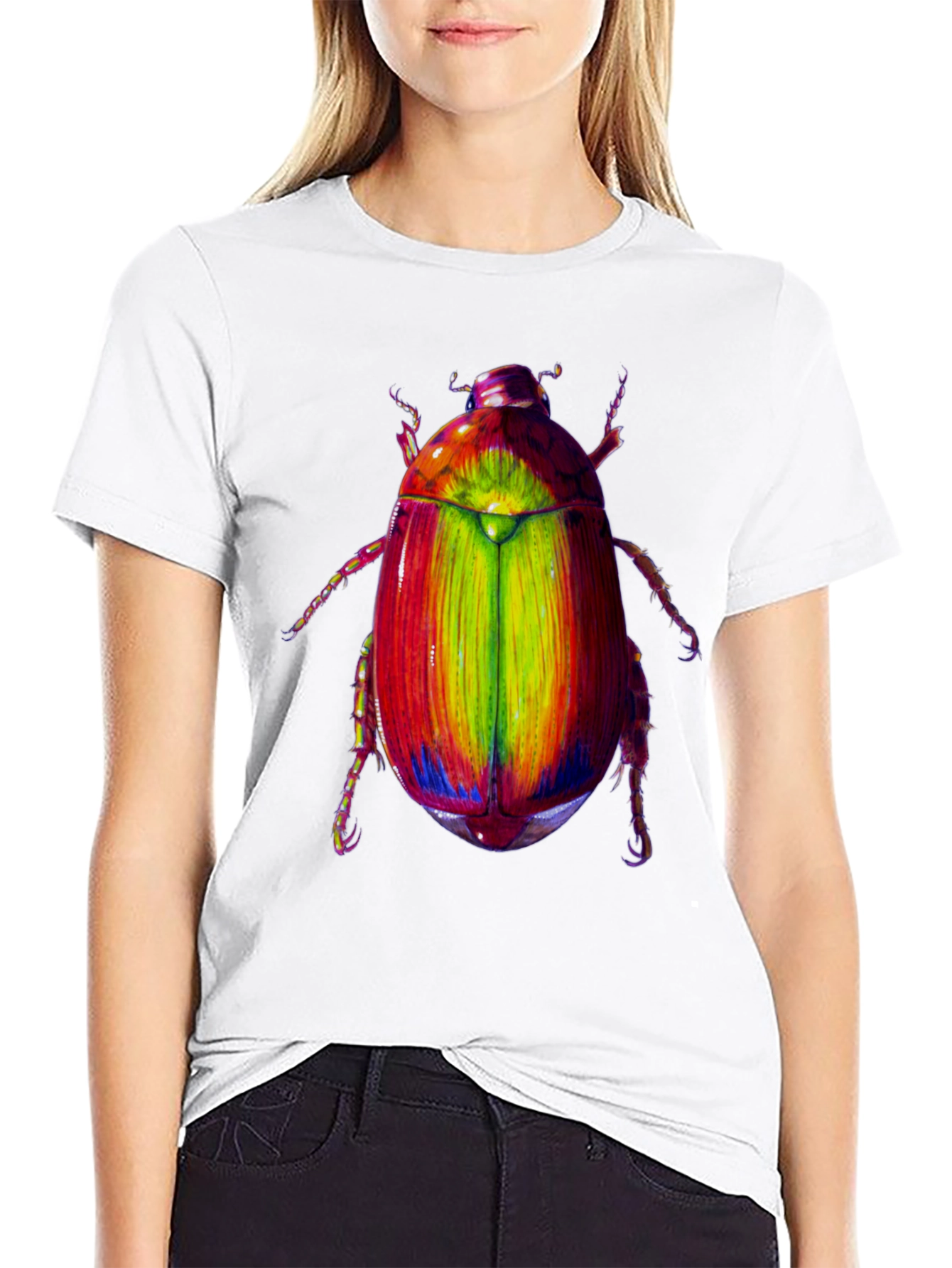Black Rainbow Beetle Graphic T-Shirt view 9
