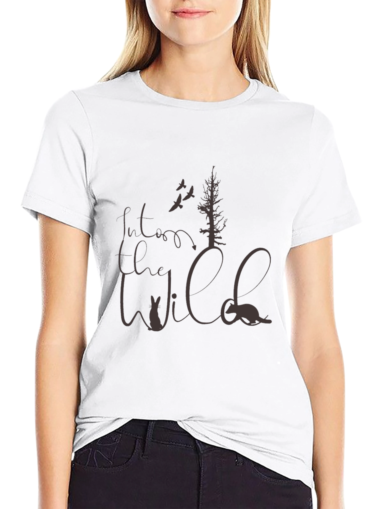 Black Into the Wild T-Shirt - Nature Graphic Tee view 9
