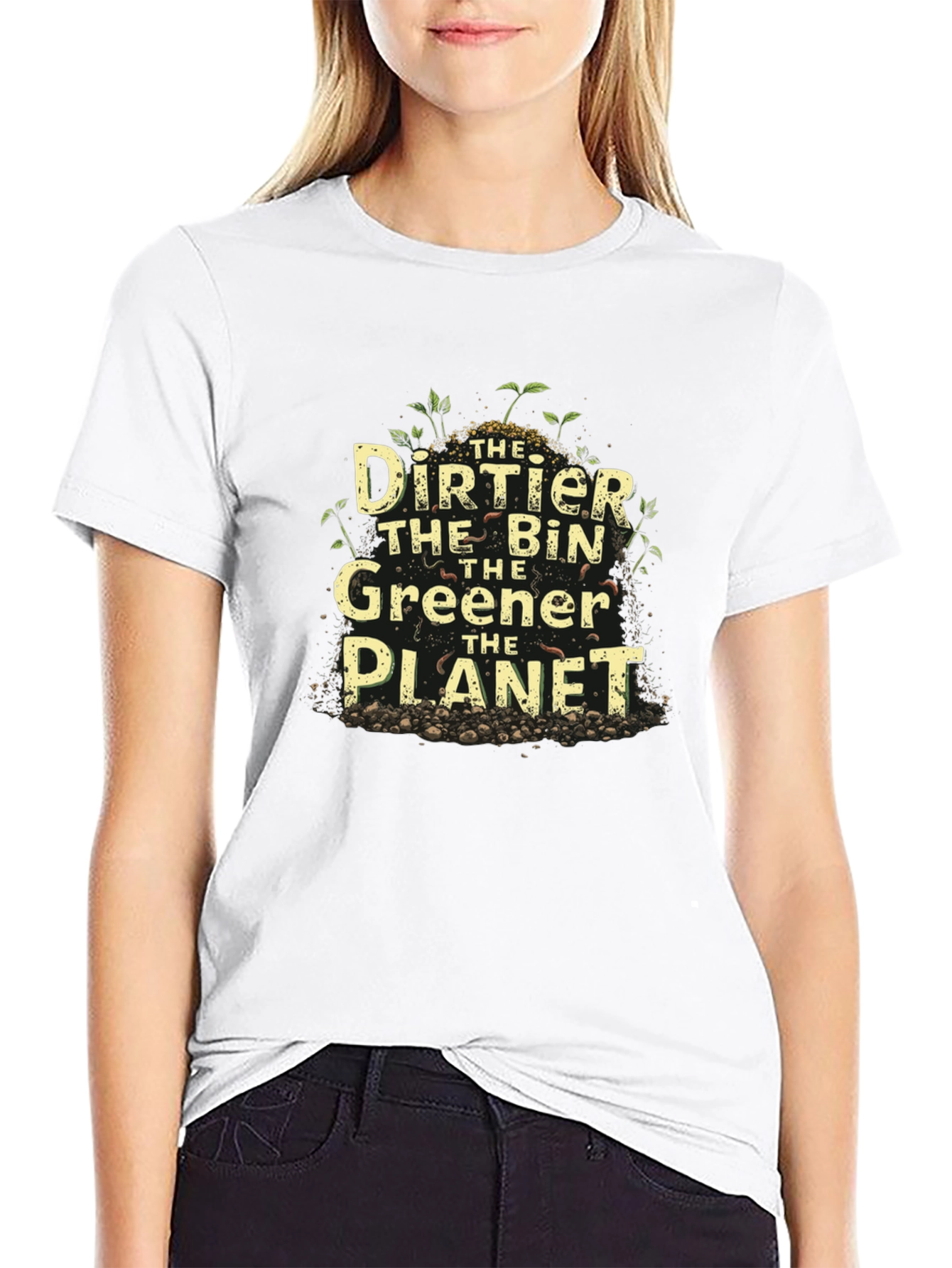 Black Eco-Friendly 'Dirtier the Bin' Graphic T-Shirt view 9