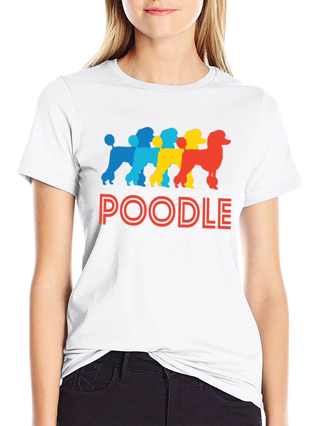 Black Colorful Poodle Silhouette T-Shirt view 9