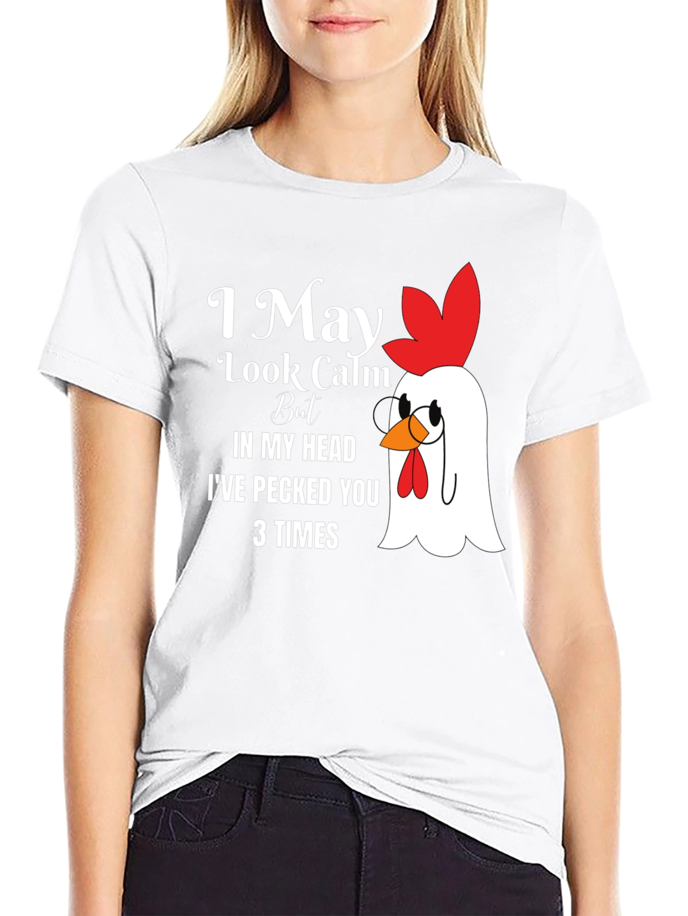 Black I May Look Calm Chicken Graphic Tee view 9