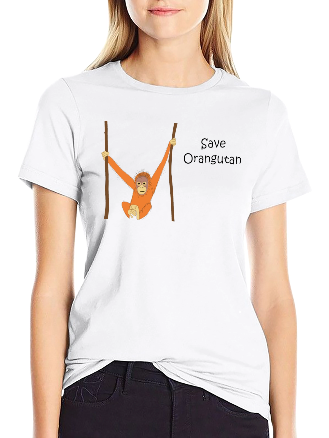 Black Save Orangutan Graphic Tee - Black view 9
