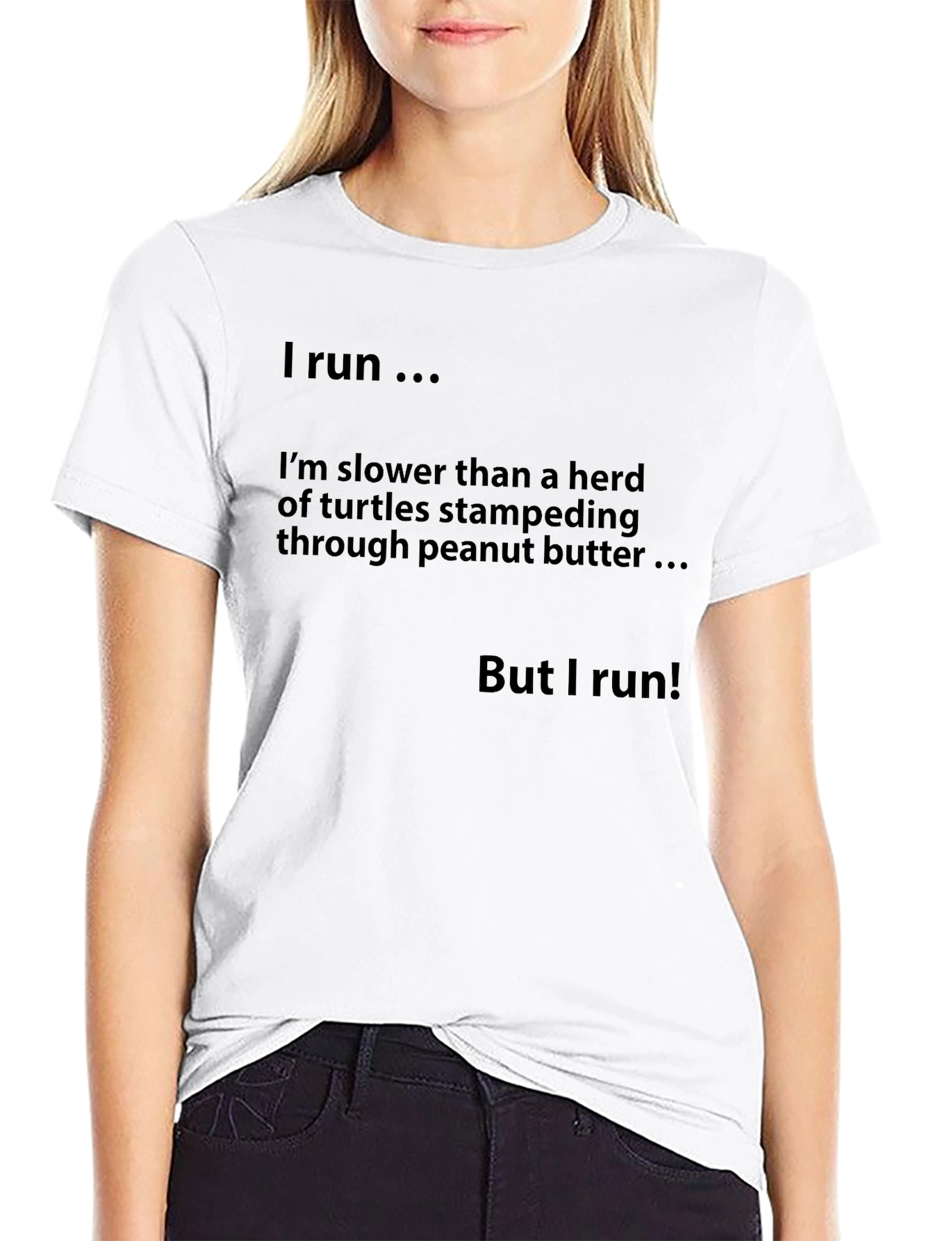 Black Humorous Runner's T-Shirt - Slower Than Turtles view 9