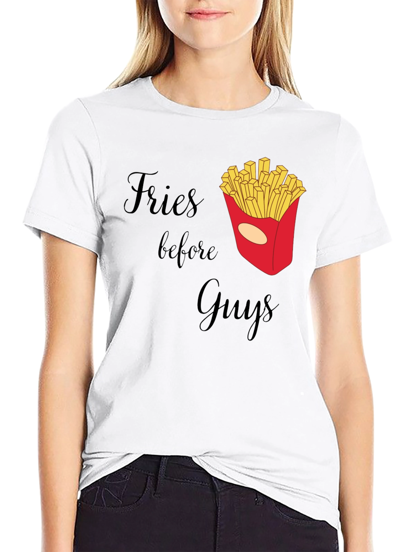 Black Fries Before Guys Graphic T-Shirt view 9