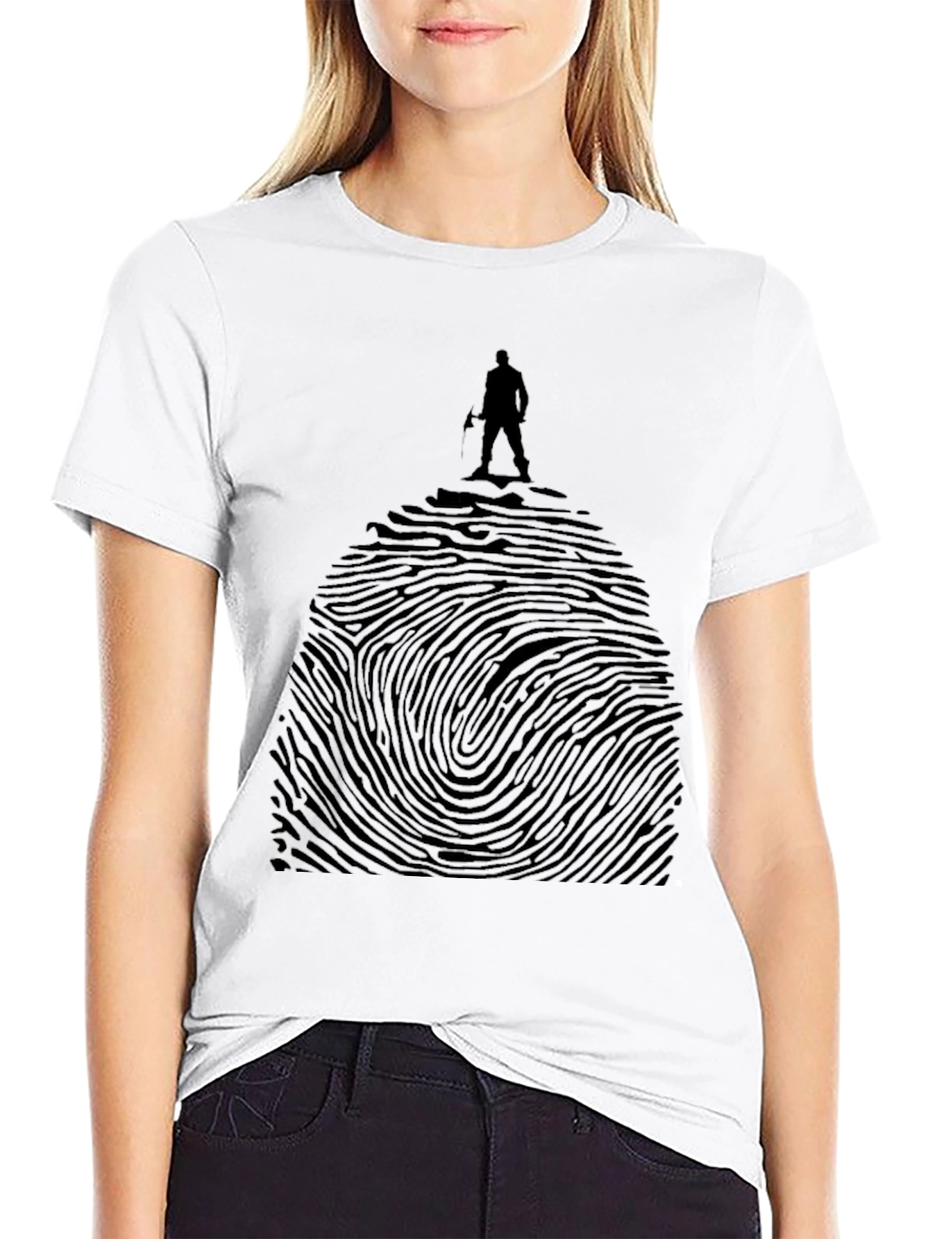 Black Fingerprint Mountain Climber Graphic Tee view 9