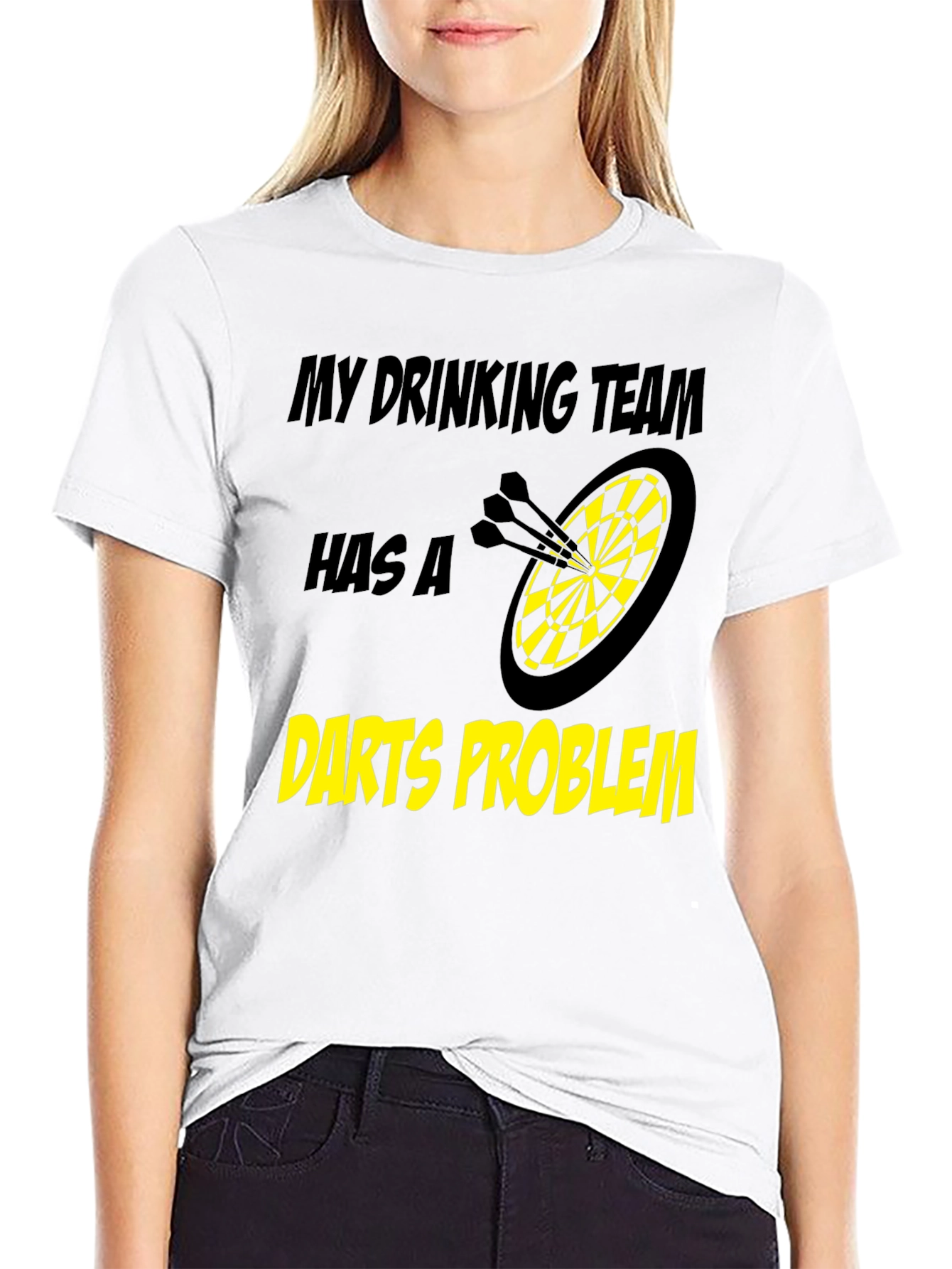 Black Darts Problem Funny Drinking Team Black T-Shirt view 9