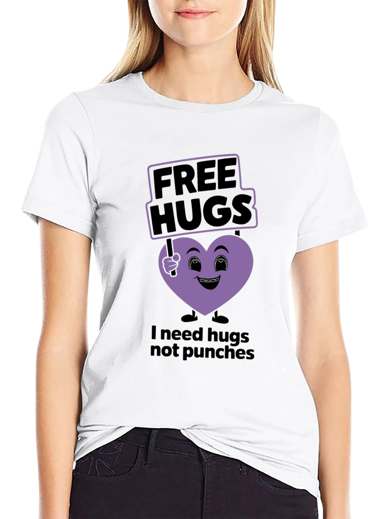 Black Free Hugs T-Shirt - Needs Hugs, Not Punches view 9