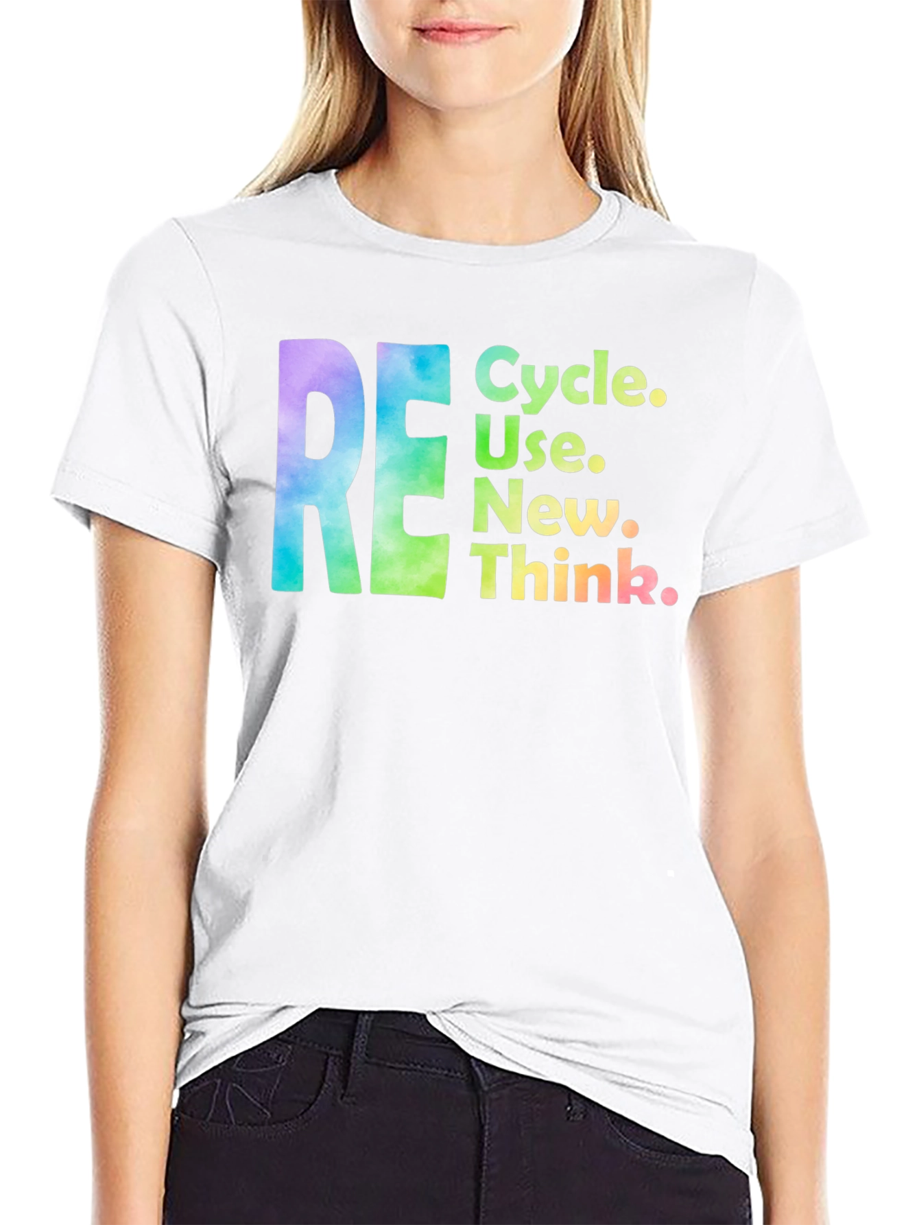 Black RE Cycle Use New Think Graphic Tee view 9