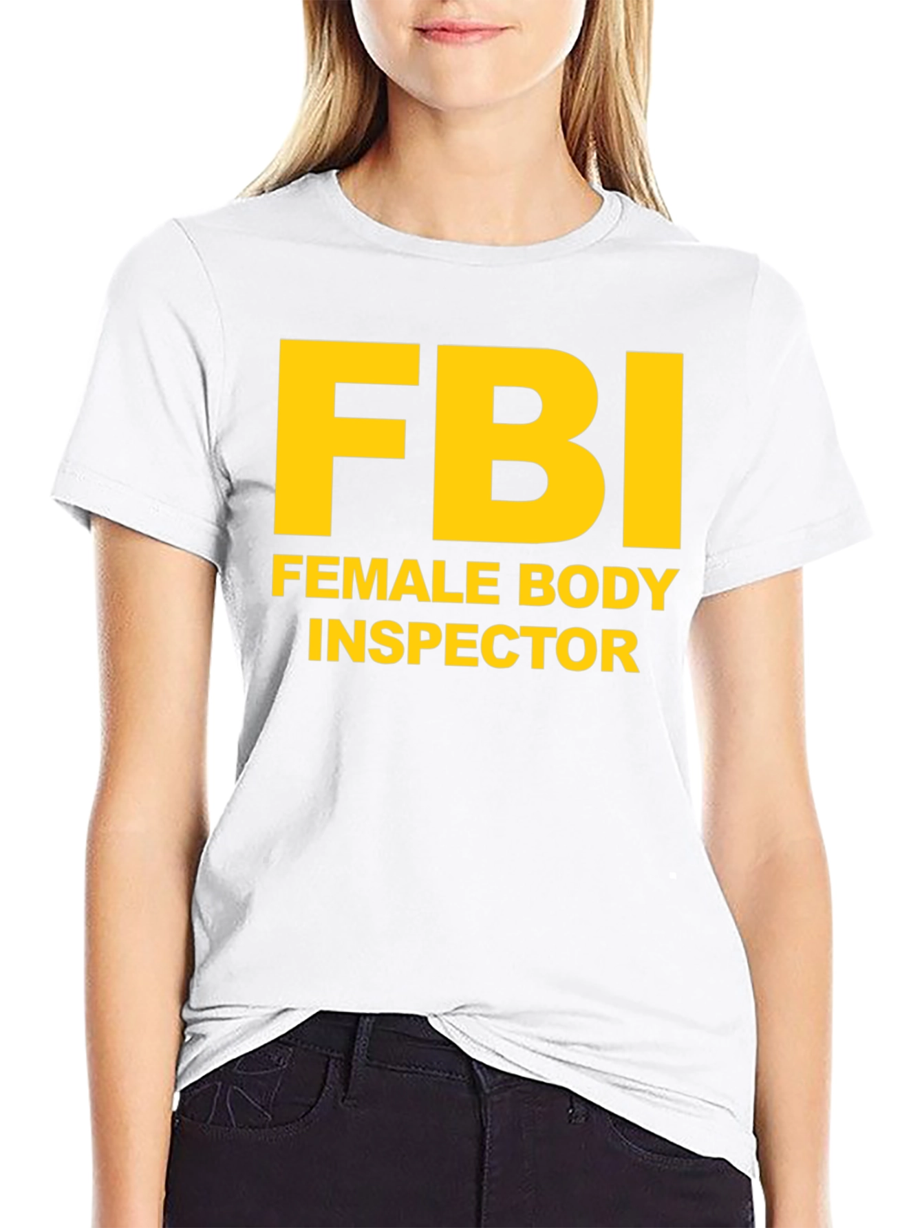 Black FBI Female Body Inspector Novelty T-Shirt view 9