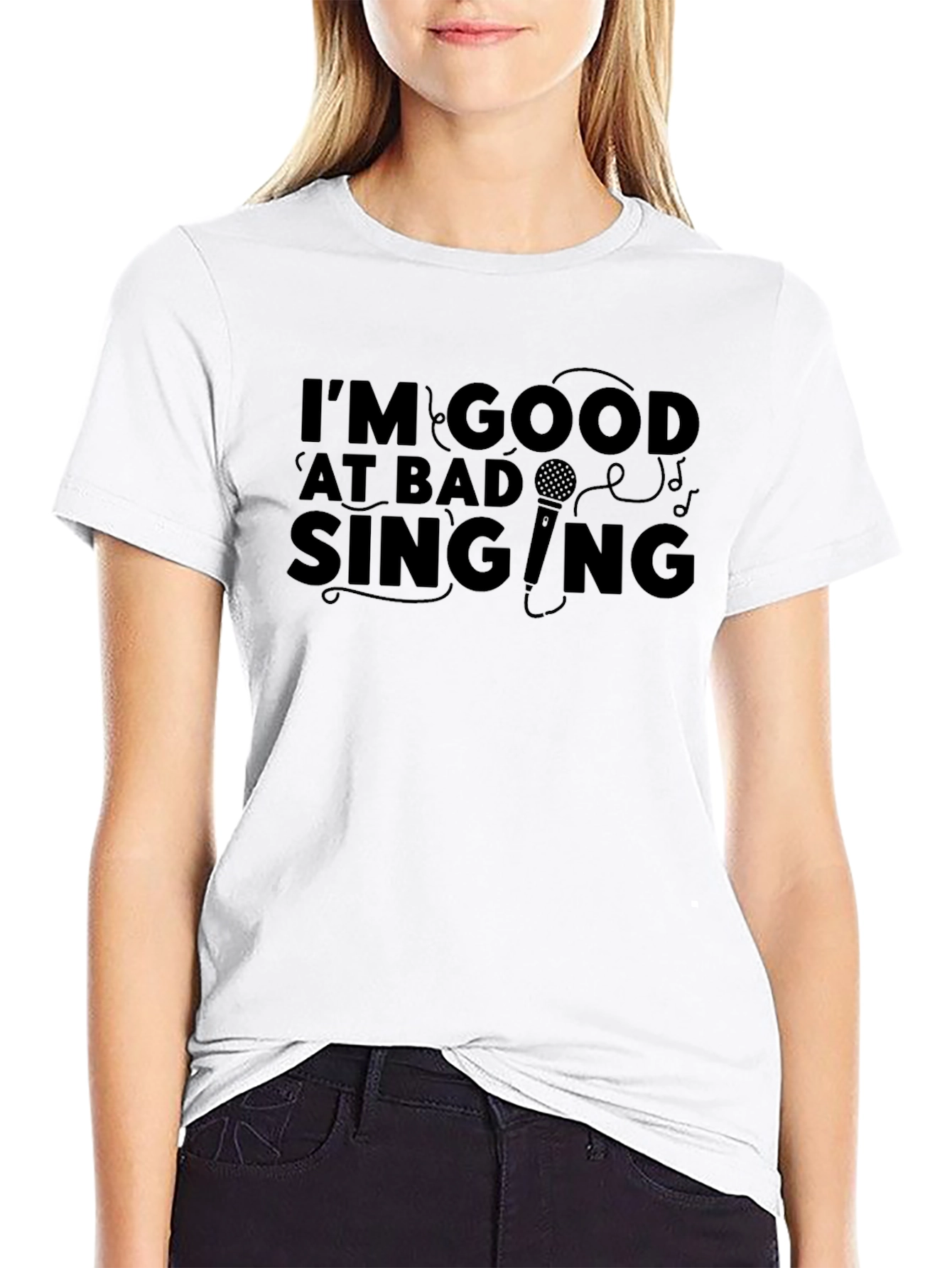 Black I'm Good at Bad Singing T-Shirt view 9