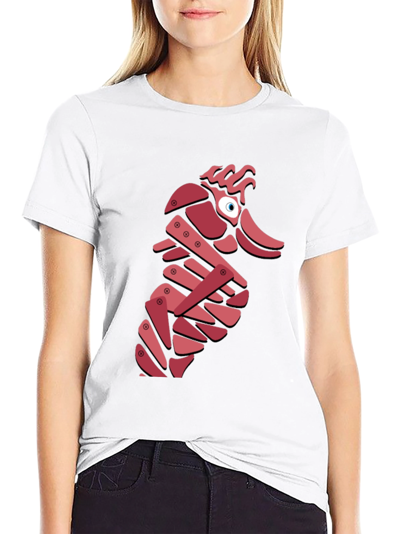 Black Abstract Seahorse Graphic T-Shirt - Unique Design view 9