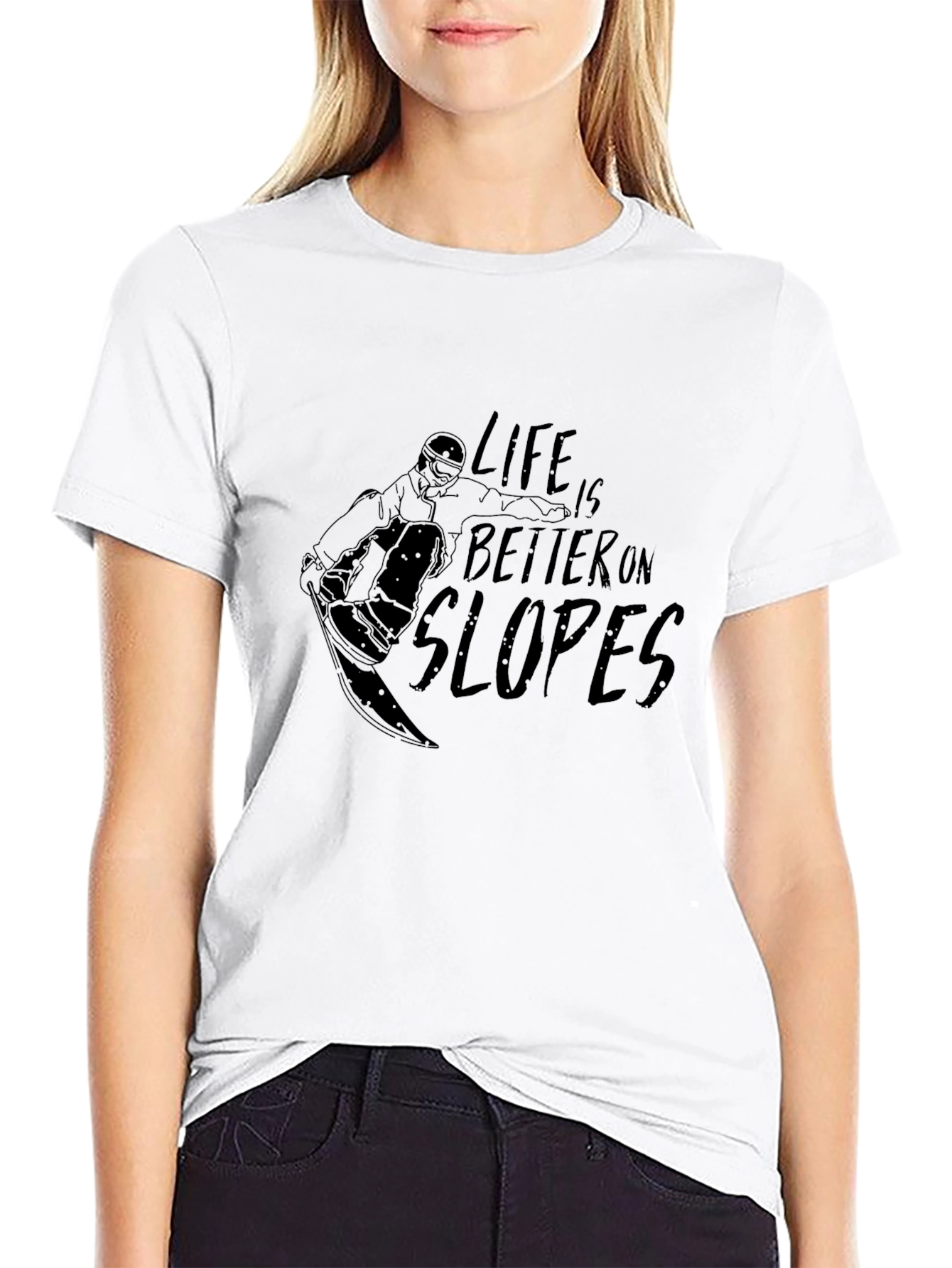 Black Life is Better on Slopes Black Graphic Tee view 9