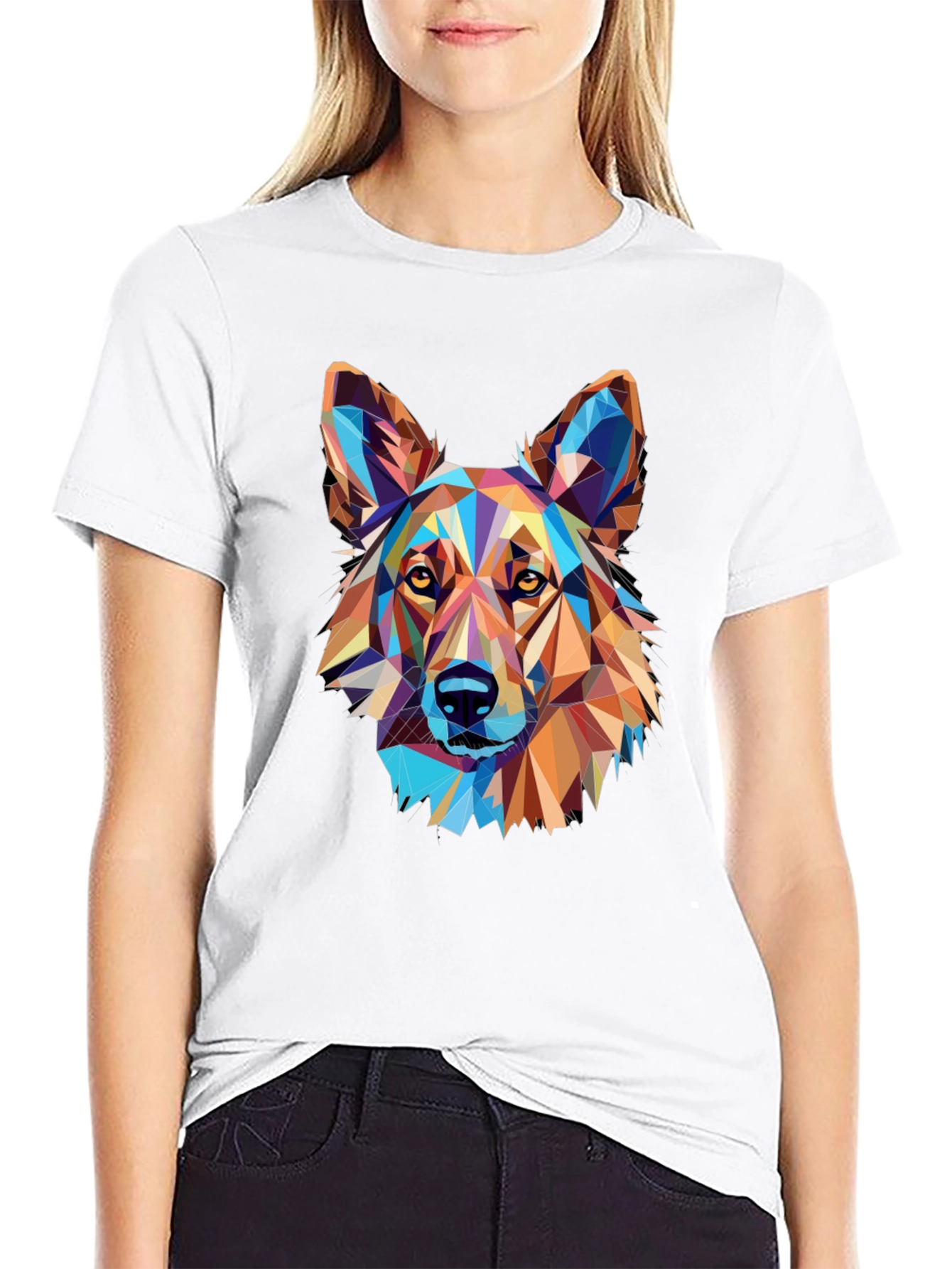 Black Geometric Dog Graphic Black T-Shirt view 9