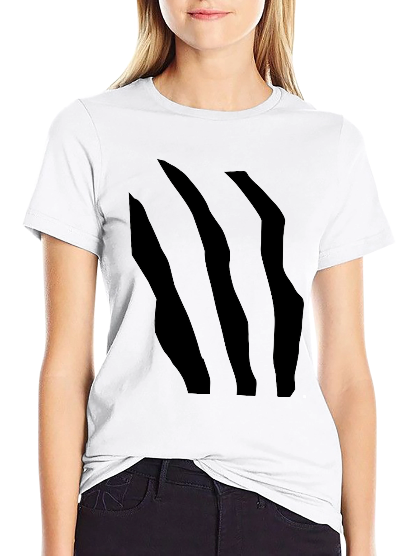 Black Black T-Shirt with Claw Mark Design view 9