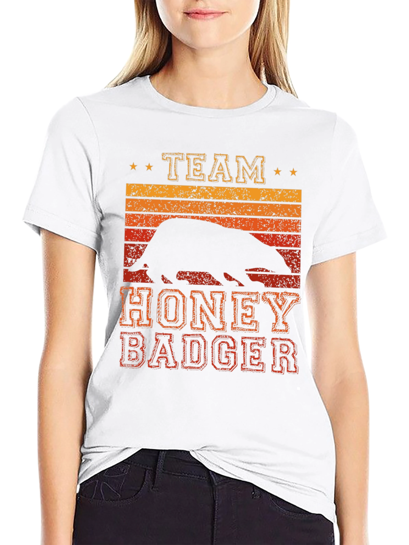 Black Team Honey Badger Retro Graphic Tee view 9