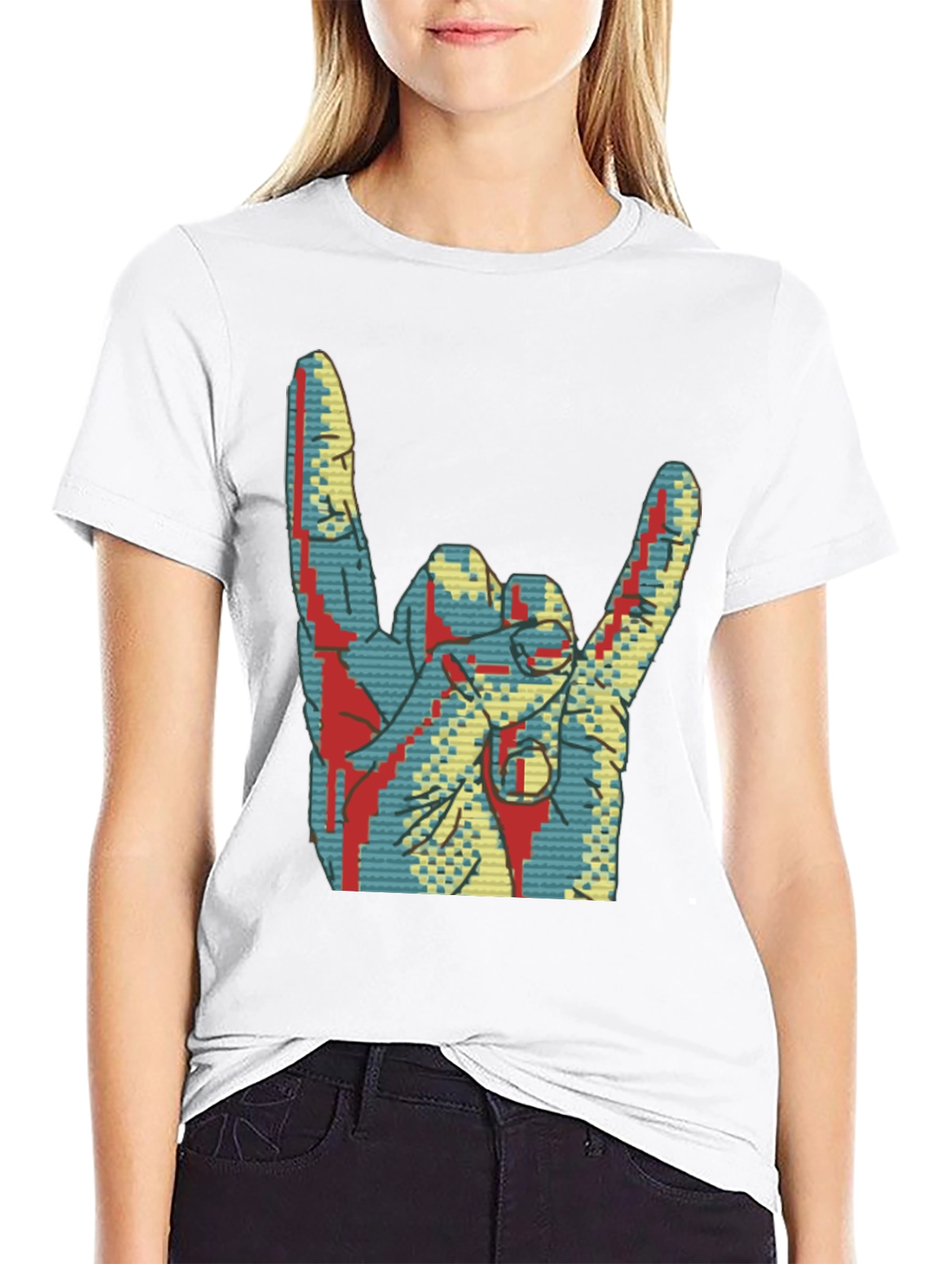 Black Rock On! Graphic Tee - Cool Hand Gesture Shirt view 9
