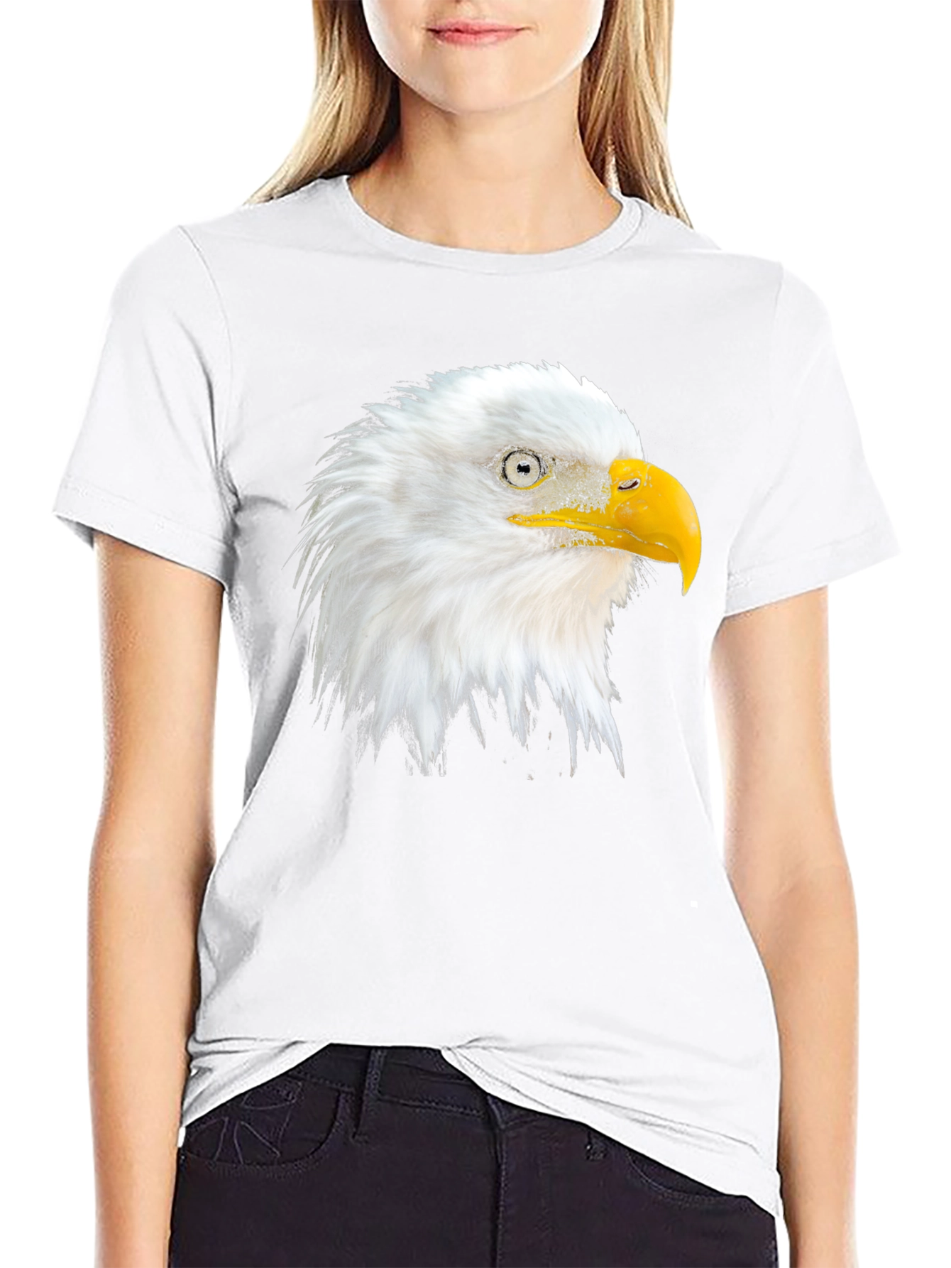 Black Eagle Head Graphic Print Crew Neck T-Shirt view 9