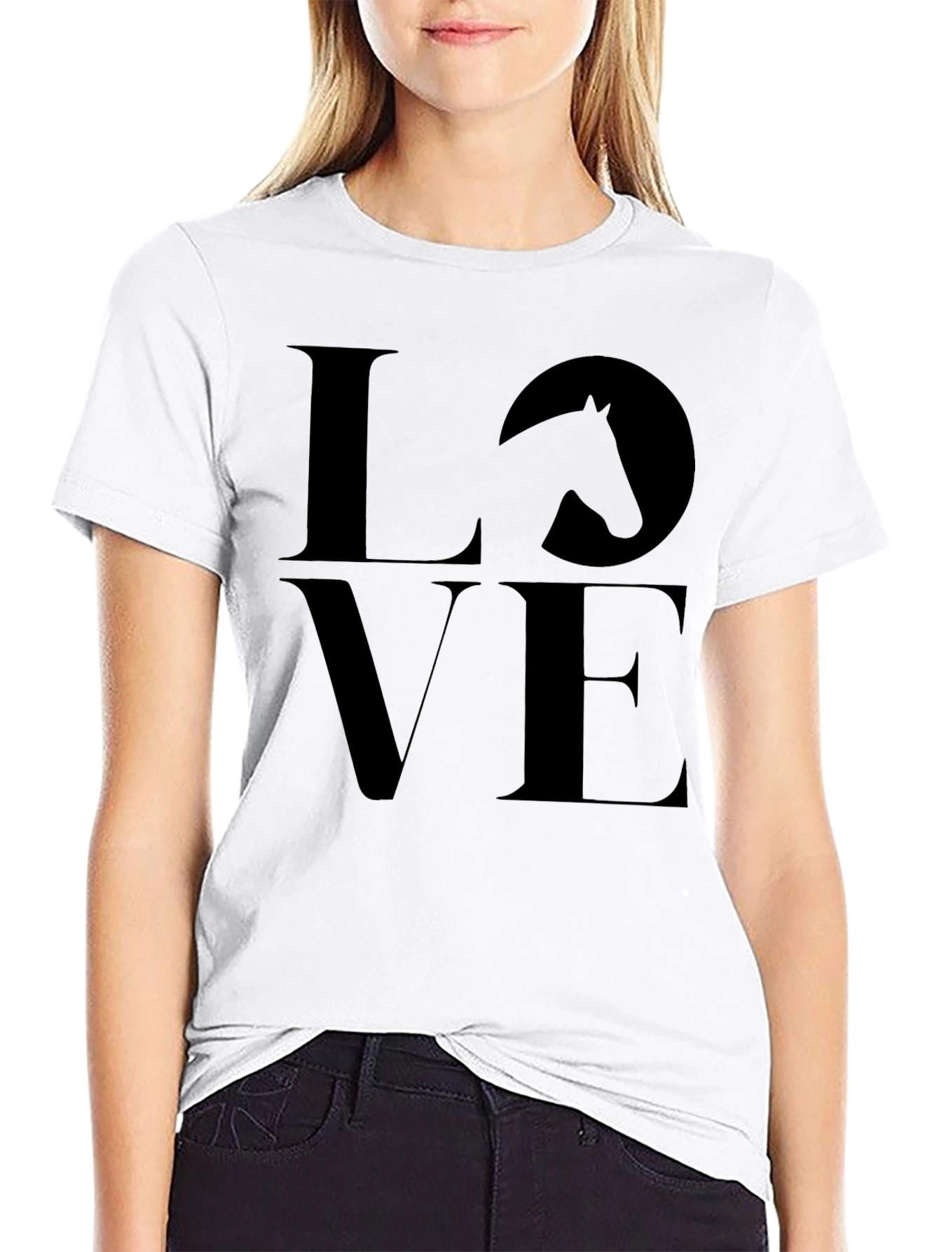 Black Love Horses Black T-Shirt, Men's Casual Tee view 9