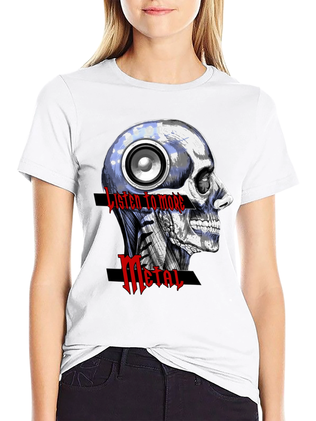 Black Listen to More Metal Graphic T-Shirt view 9