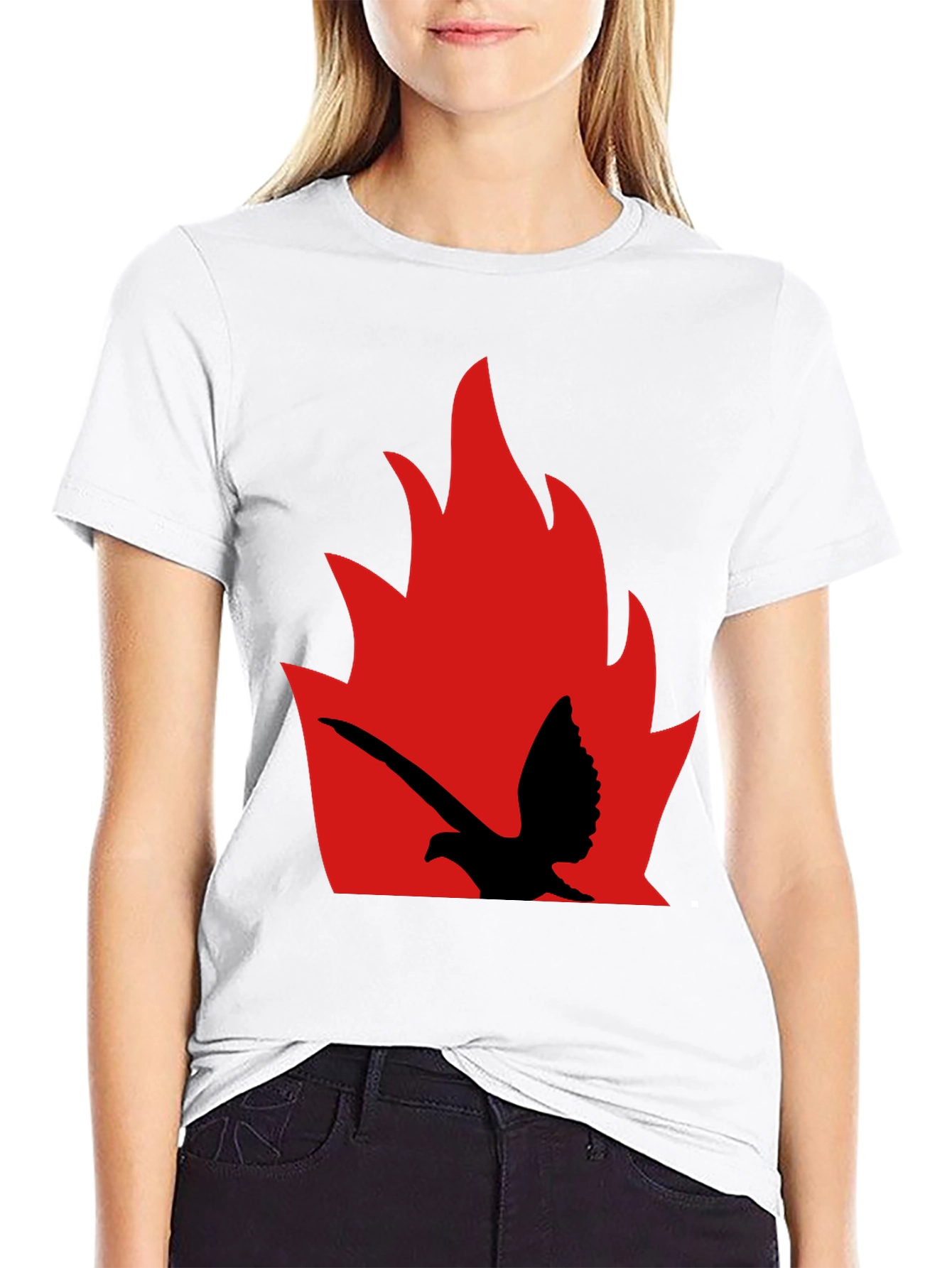 Black Fiery Bird Graphic Tee - Bold Black Shirt view 9