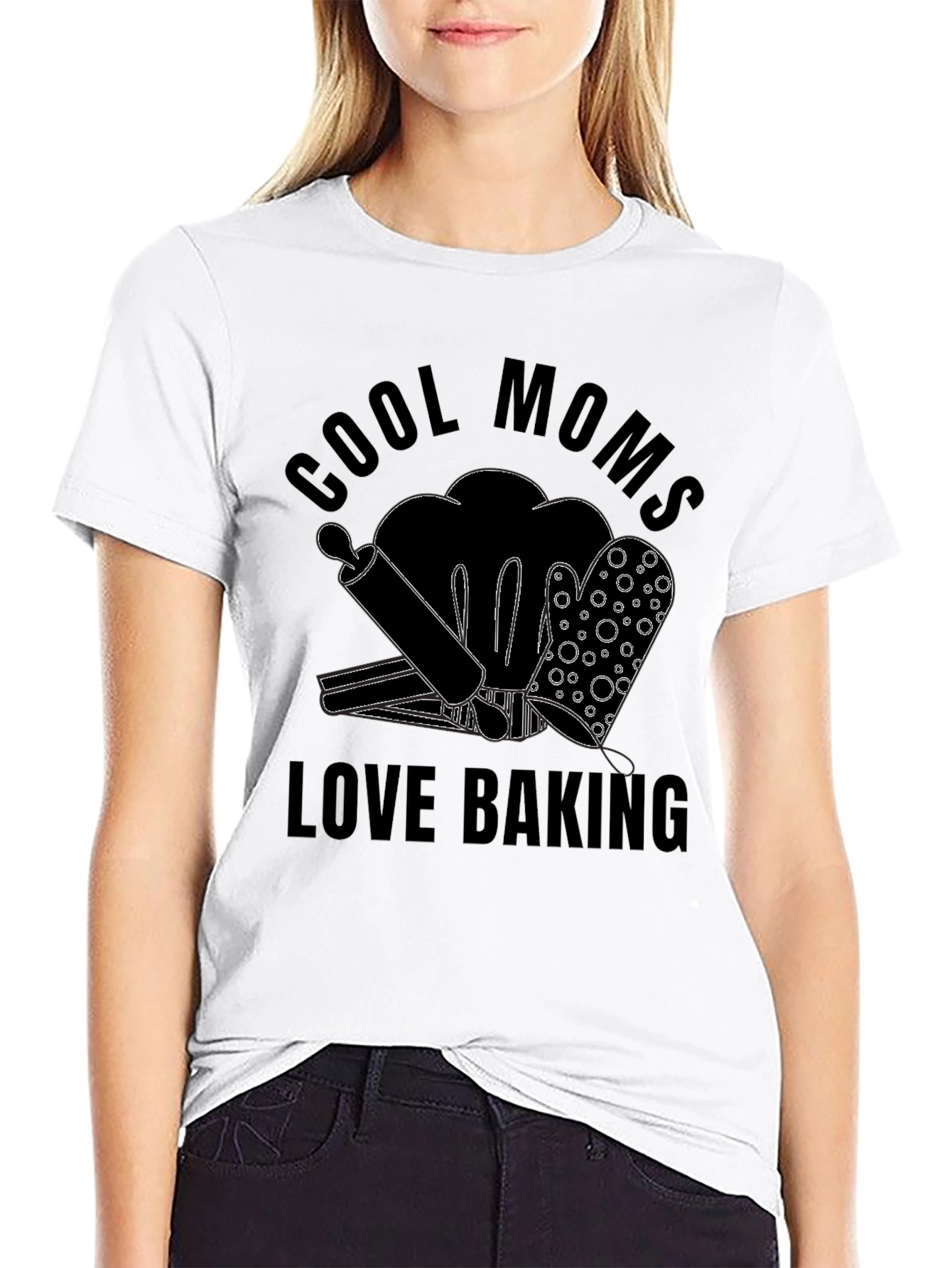 Black Cool Moms Love Baking T-Shirt view 9