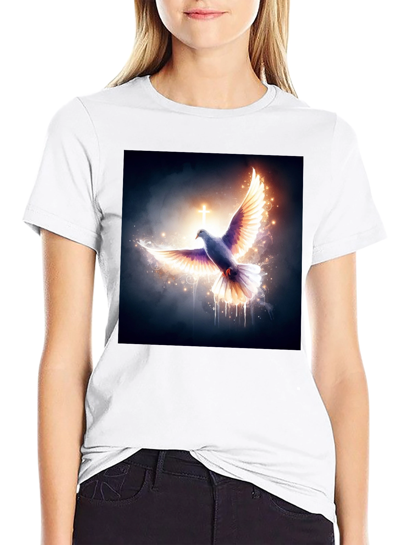 Dove & Cross Graphic Black T-Shirt - 9