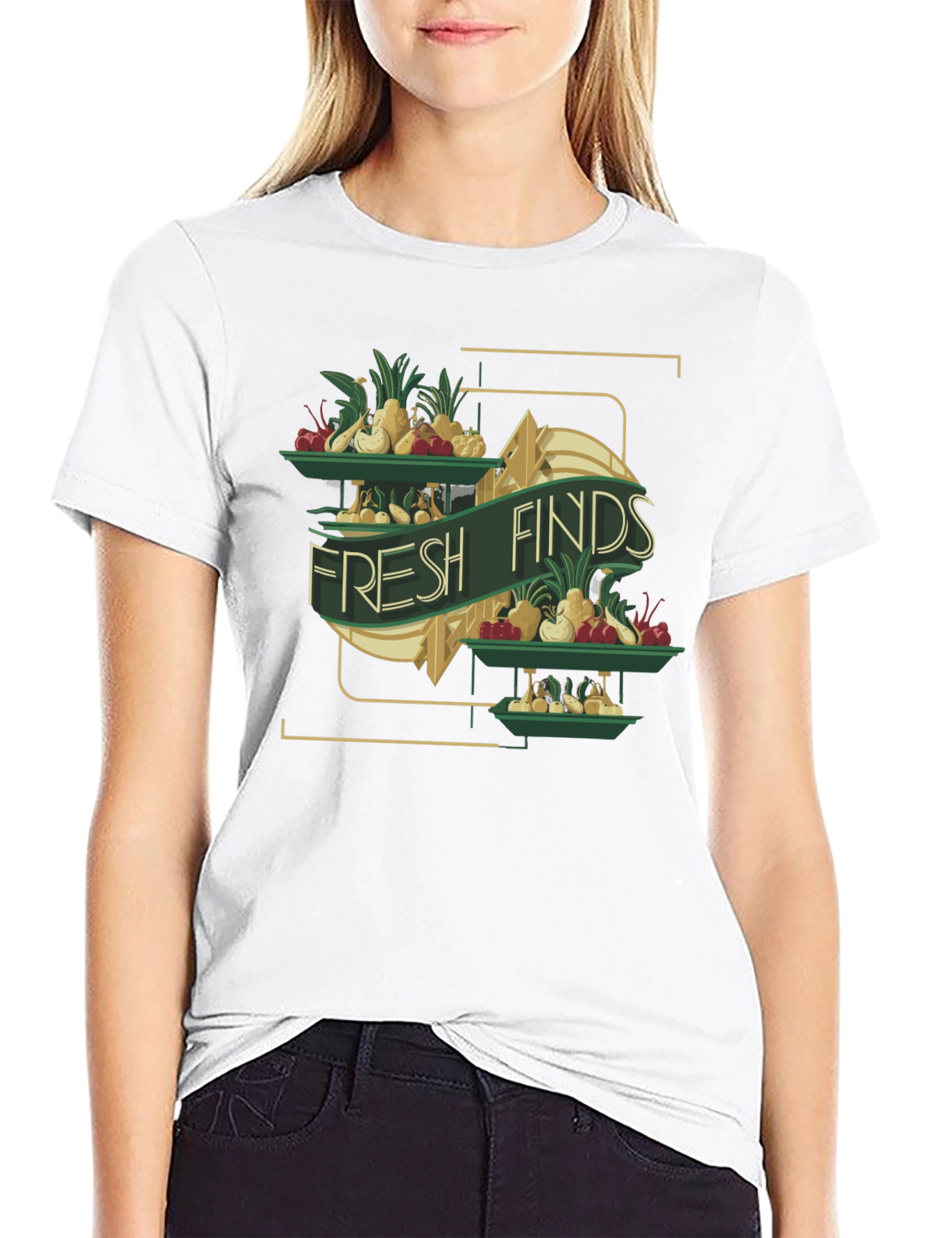 Black Fresh Finds Graphic Tee - Black Cotton T-Shirt view 9