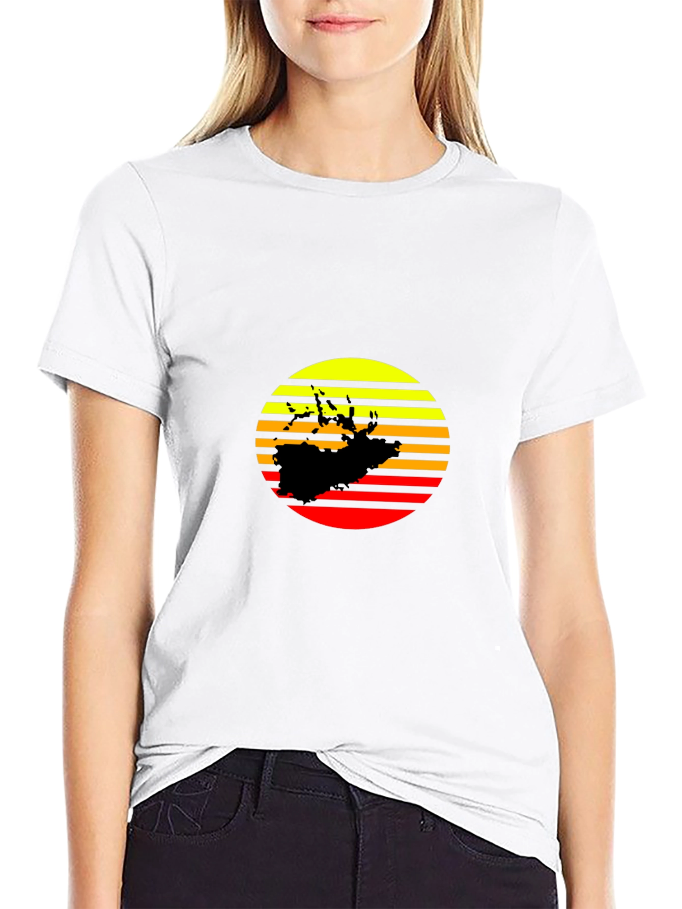 Black Sunset Silhouette Graphic Tee - Retro Style Black T-Shirt view 9