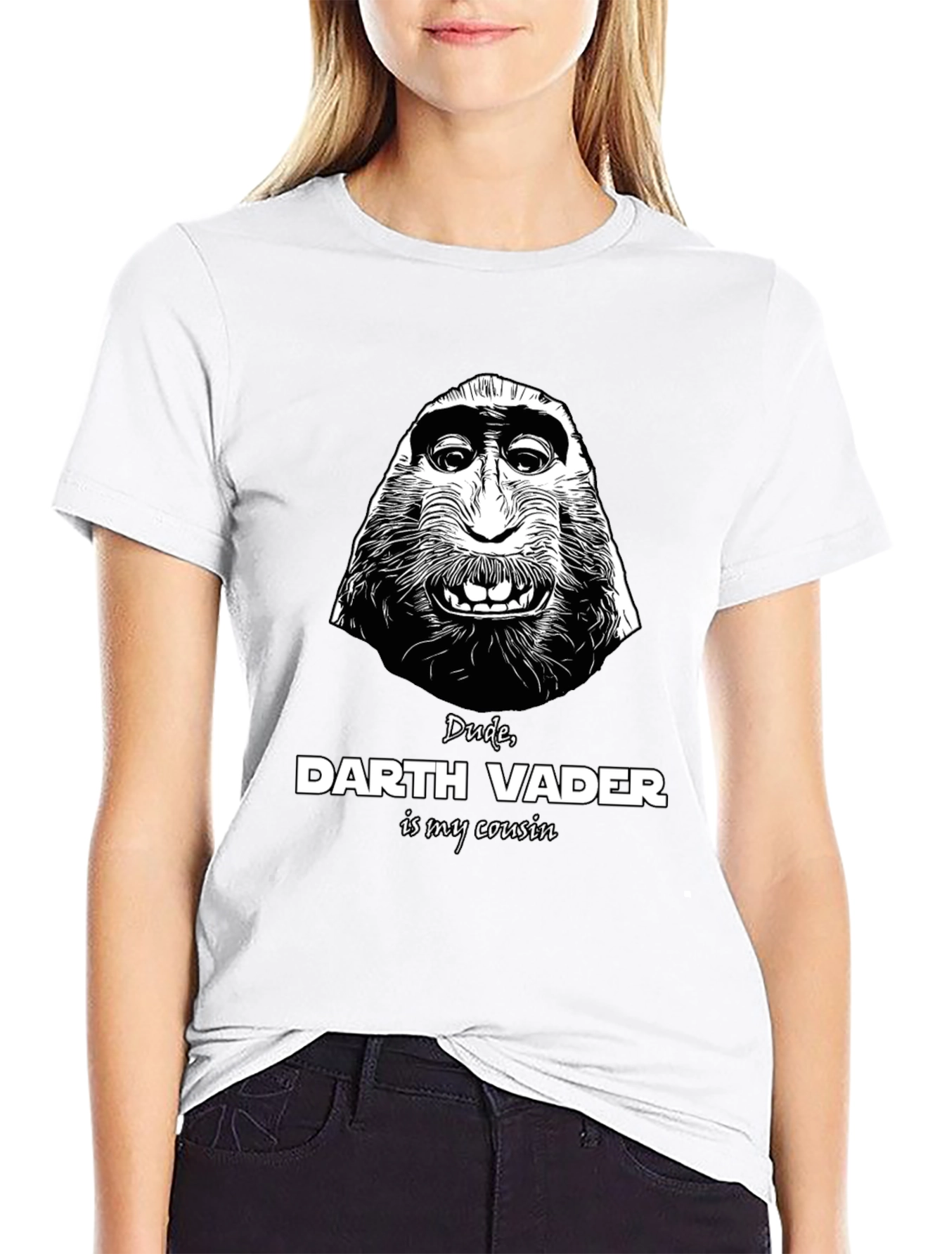 Black Dude, Darth Vader Cousin Graphic T-Shirt view 9