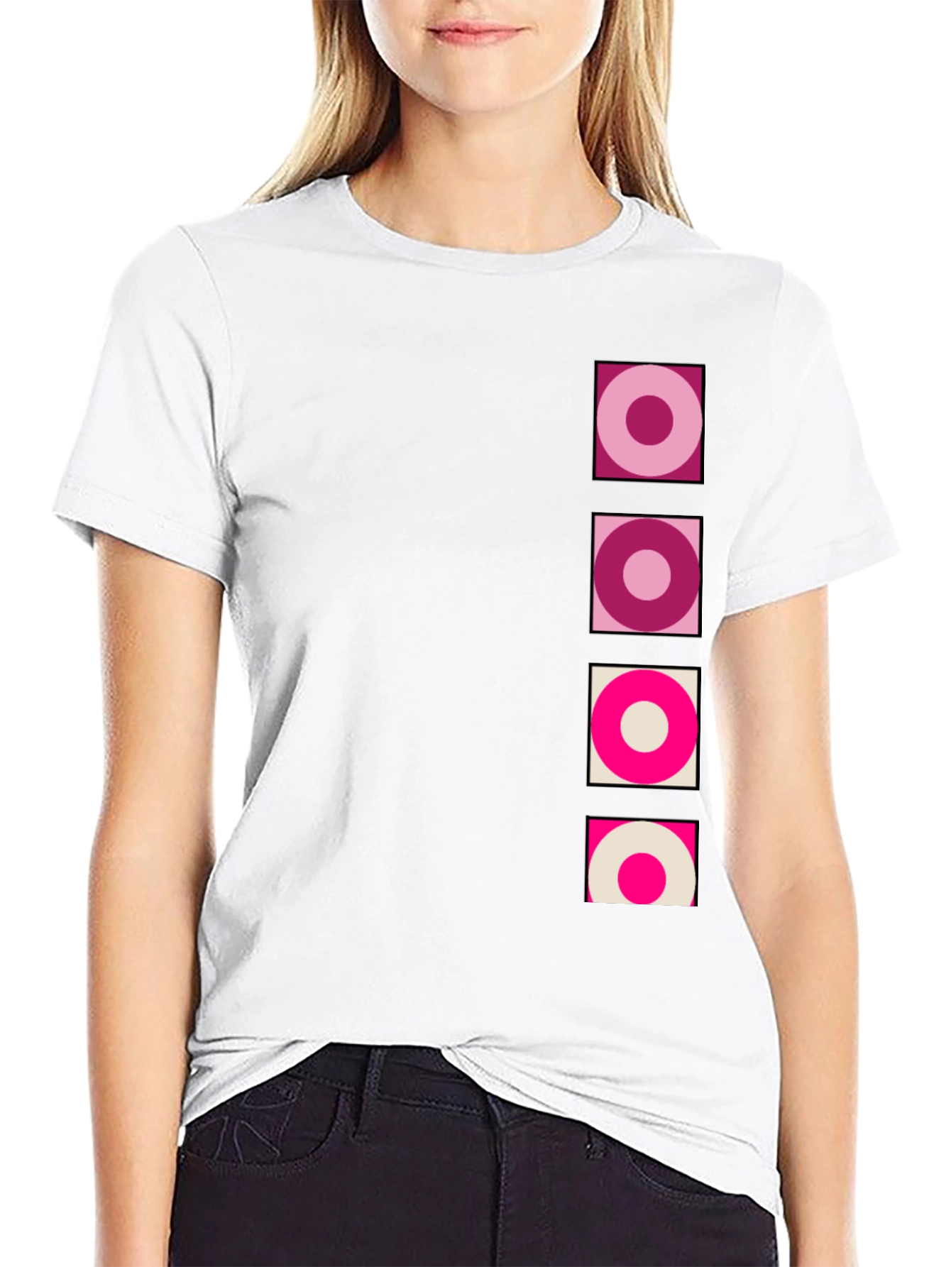 Black Retro Circle Design Black T-Shirt view 9