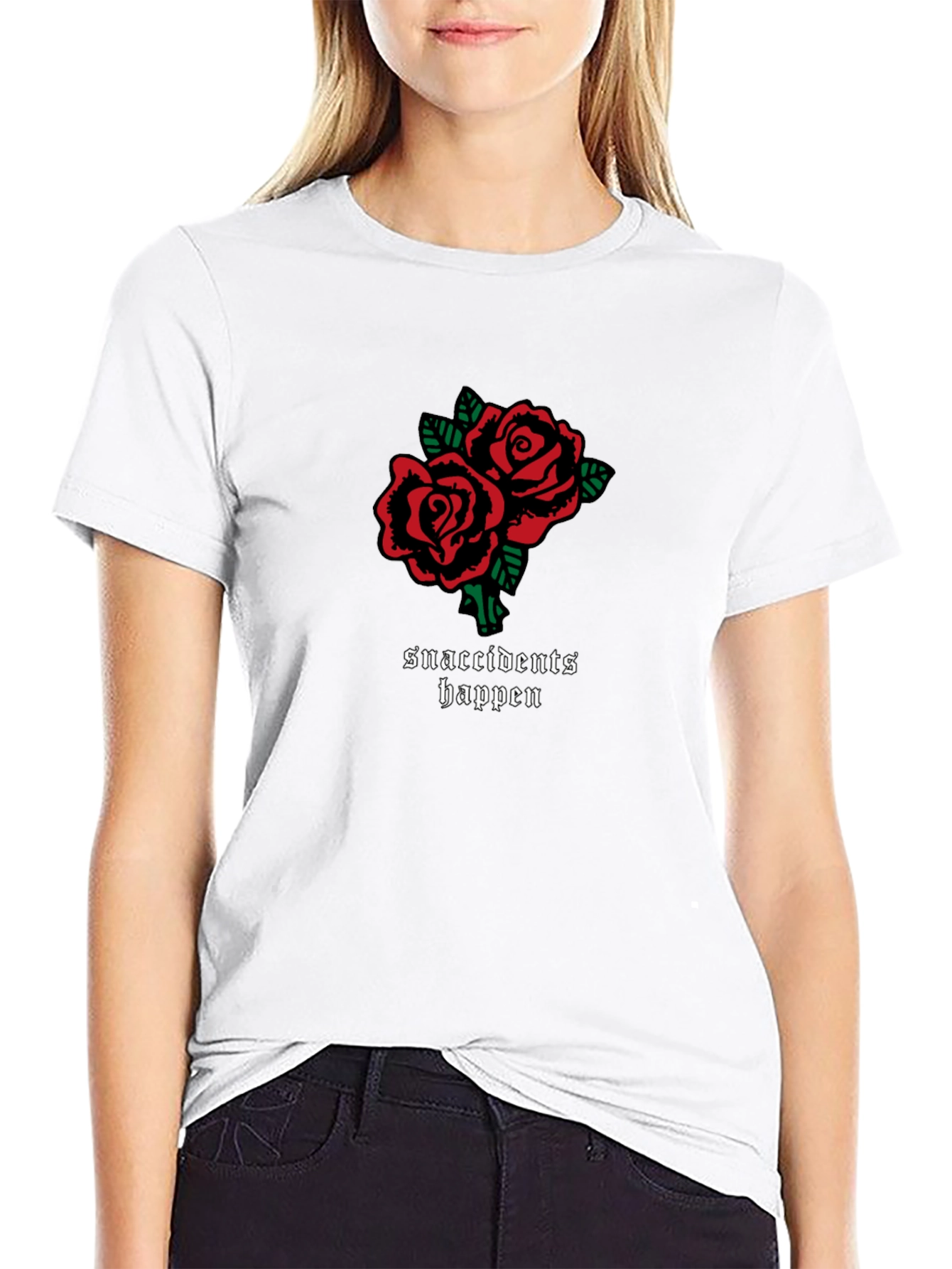 Black Snaccidents Happen Rose Graphic Tee - Trendy Black T-Shirt view 9