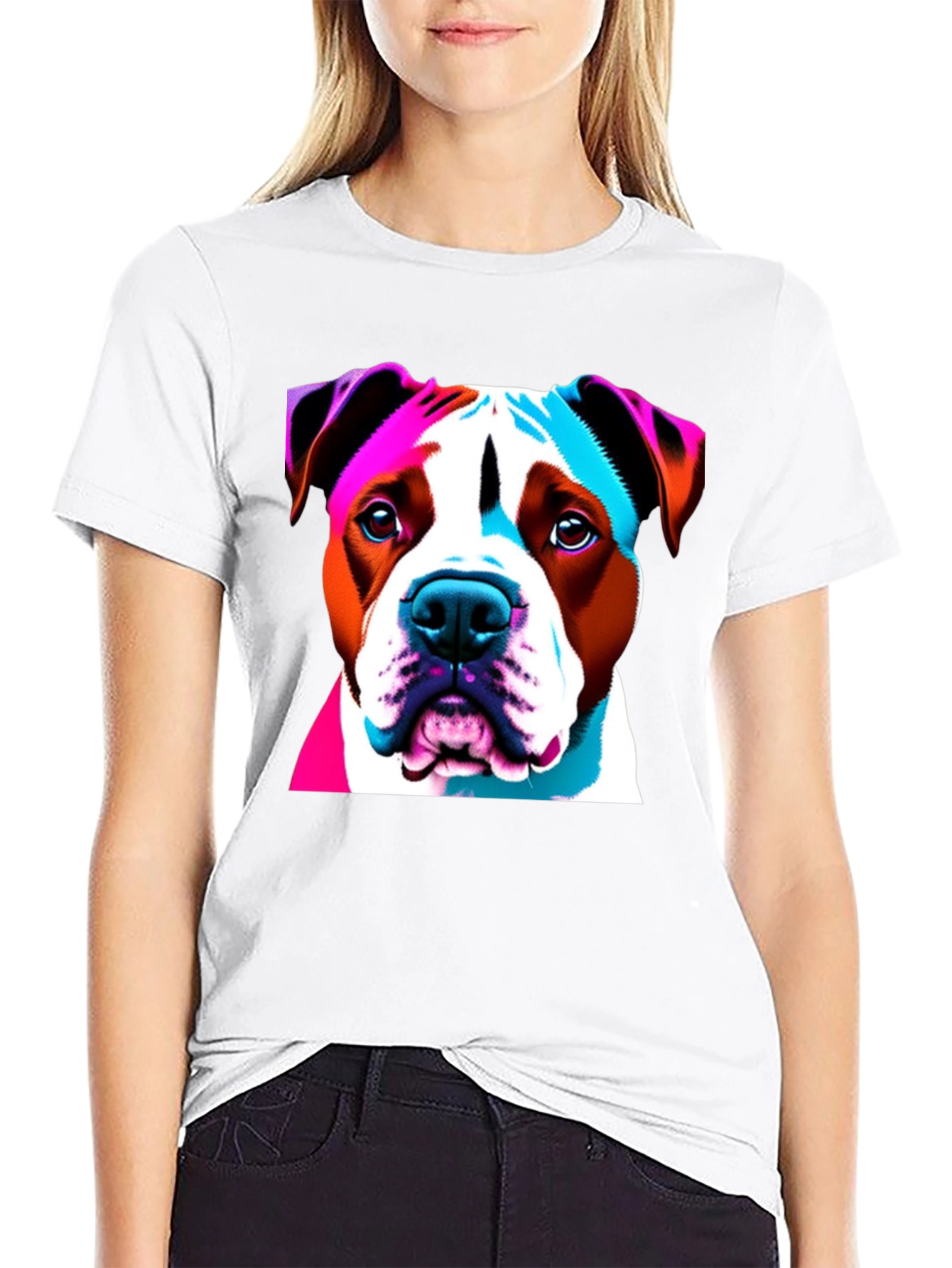 Black Vibrant Dog Graphic Tee - Unisex Black T-Shirt view 9