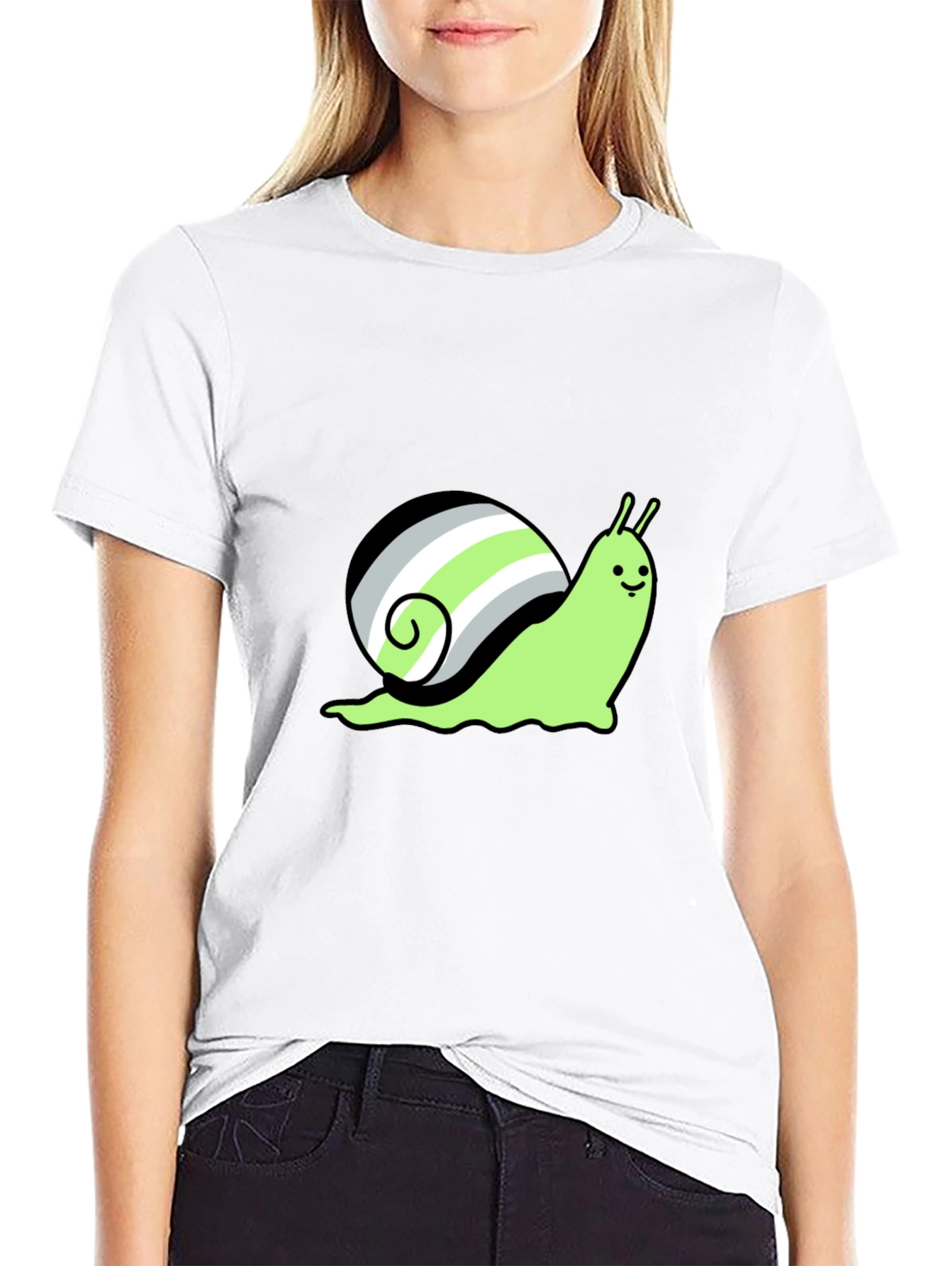 Black Agender Pride Snail T-Shirt - Black view 9