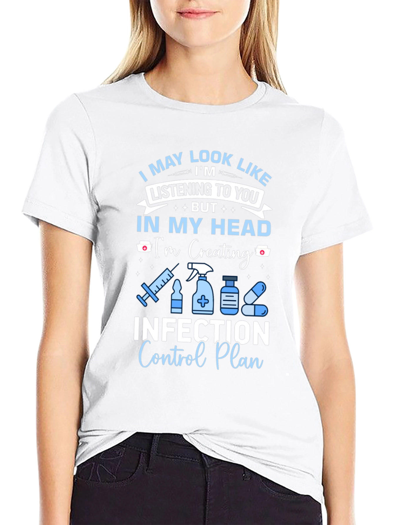 Black Infection Control Nurse T-Shirt view 9